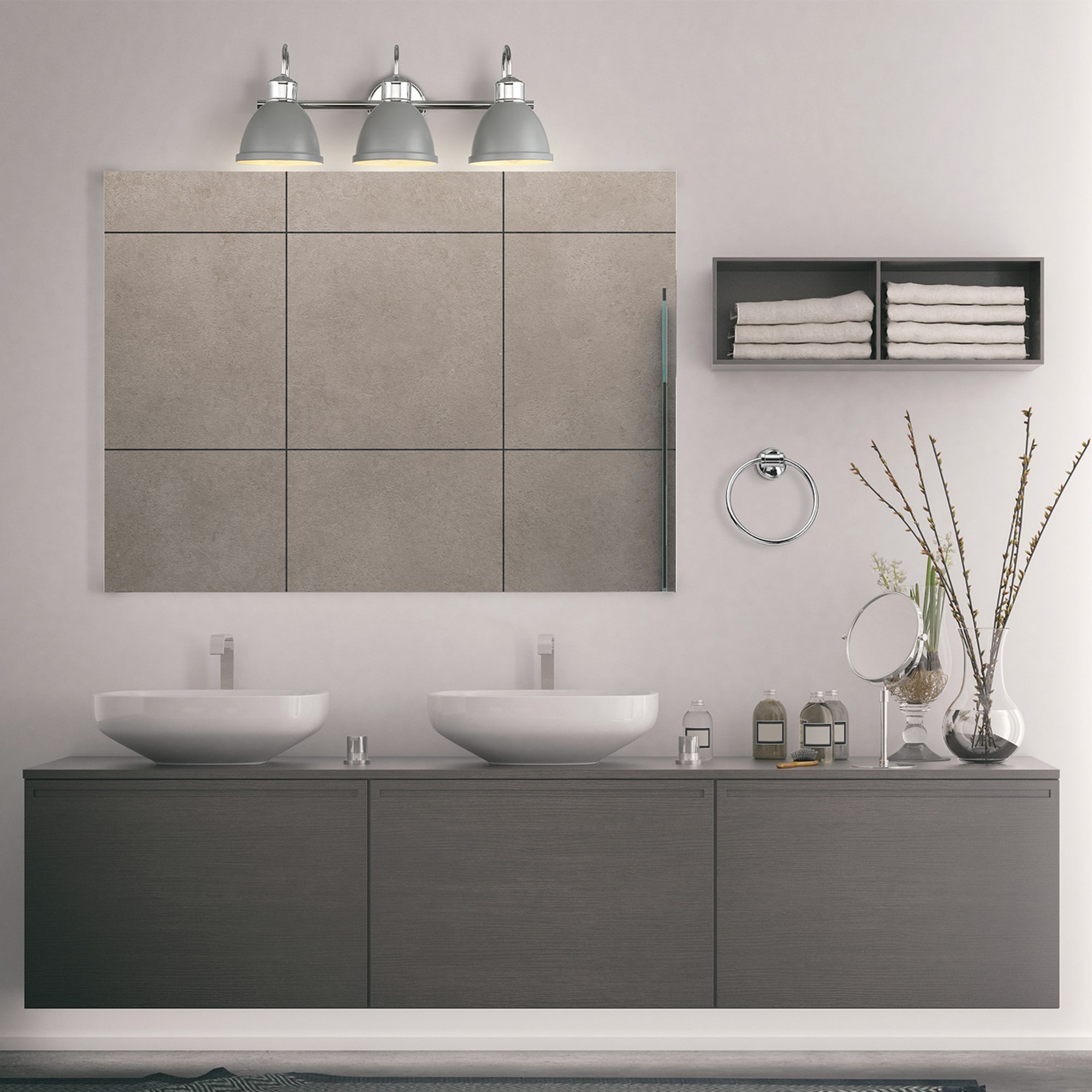 Globe Electric 51737 24-in 3 -Light Matte Gray Glam Vanity light