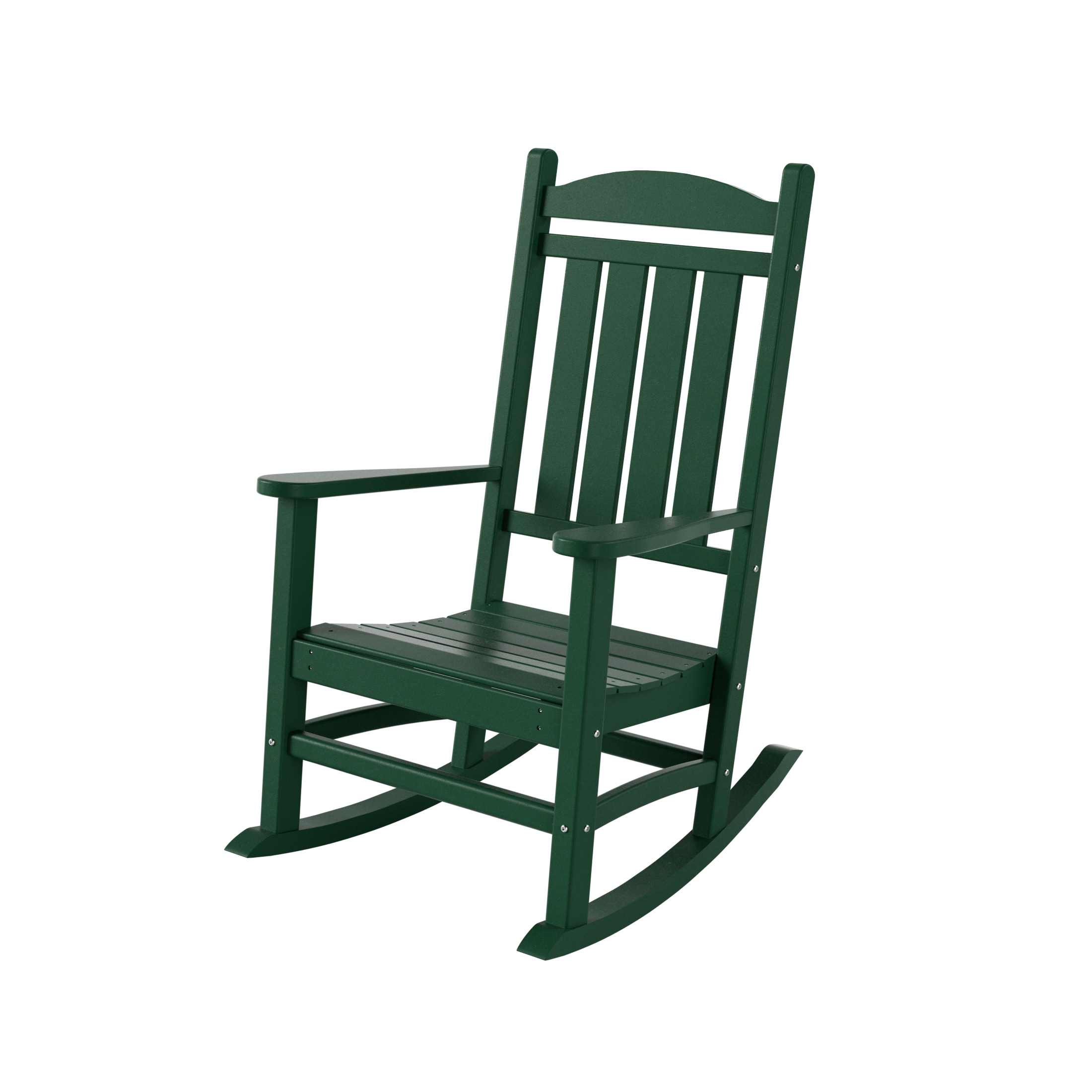Laguna Traditional Dark Green Poly HDPE Rocking Chair with Arms