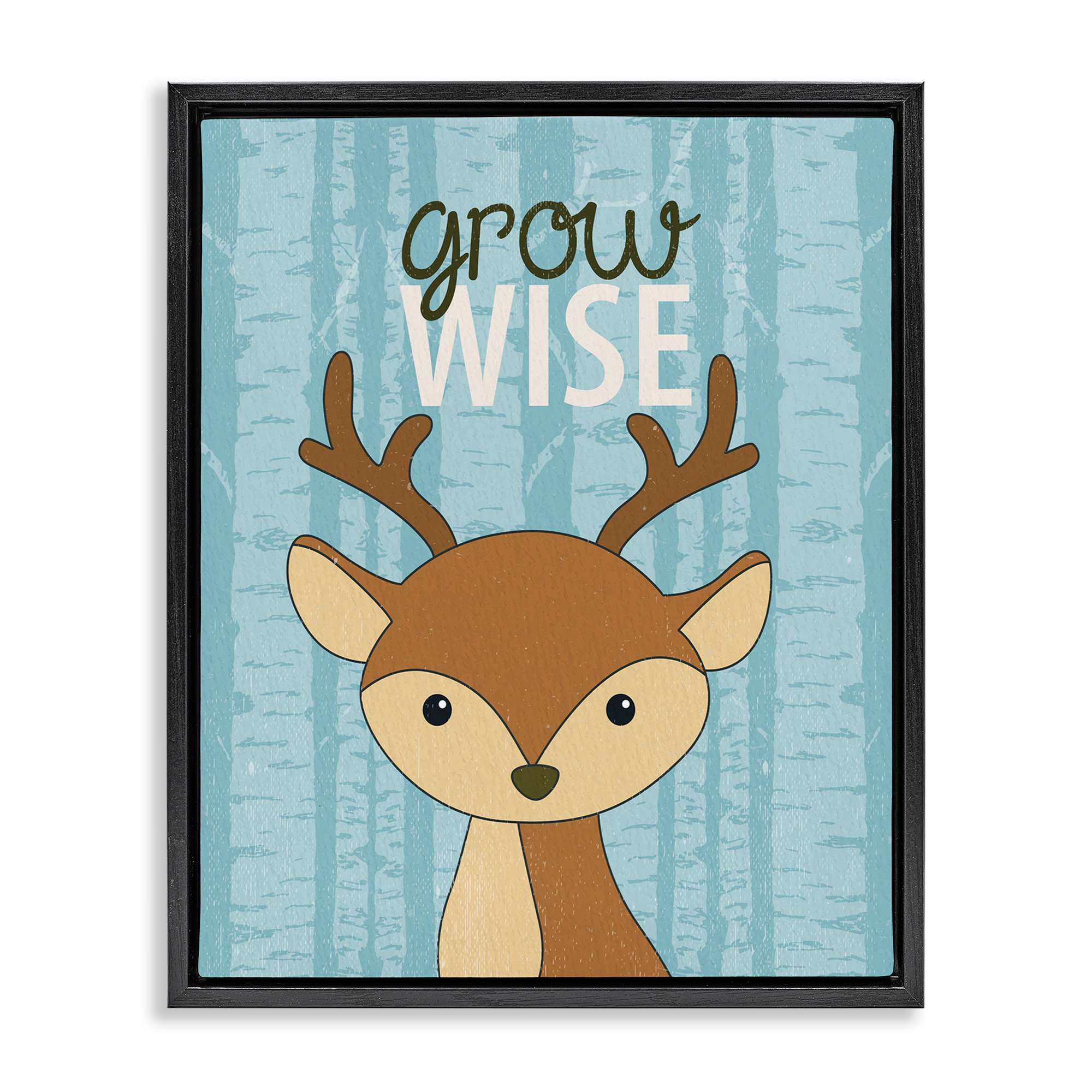 Stupell Industries BS-034-FFB-16X20 Grow Wise with Deer Floating Frame design by Kim Allen
