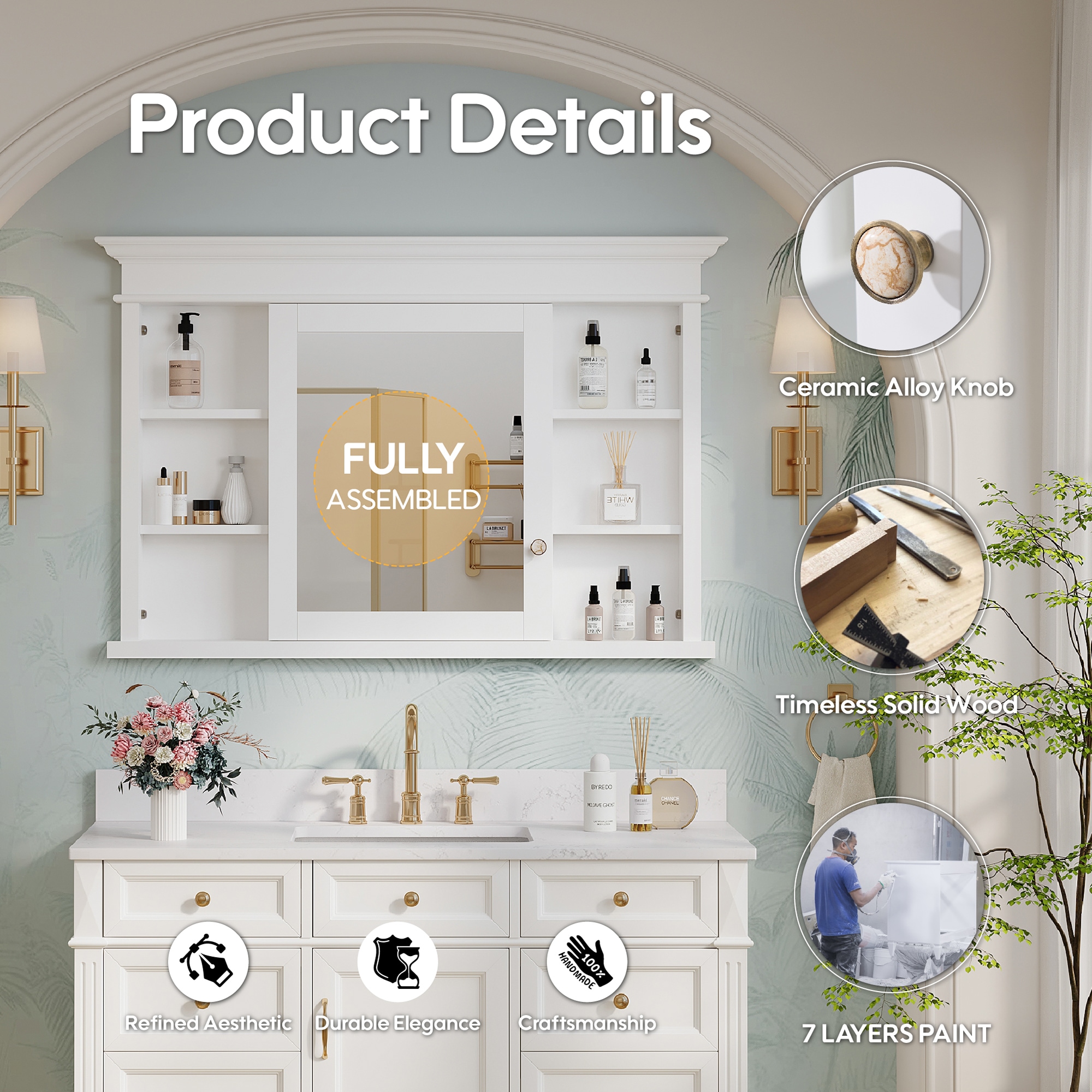 Forclover FMD4832A-WT Bathroom-Medicine-Cabinets - View #3