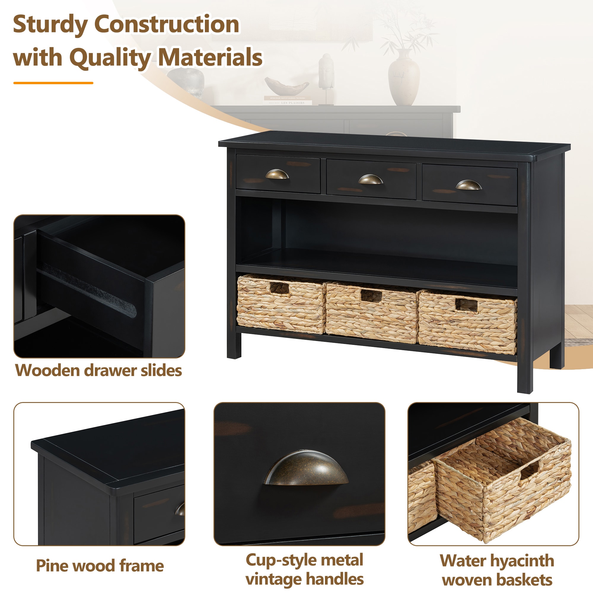SINOFURN SYA330207BK Console-Sofa-Tables - View #10
