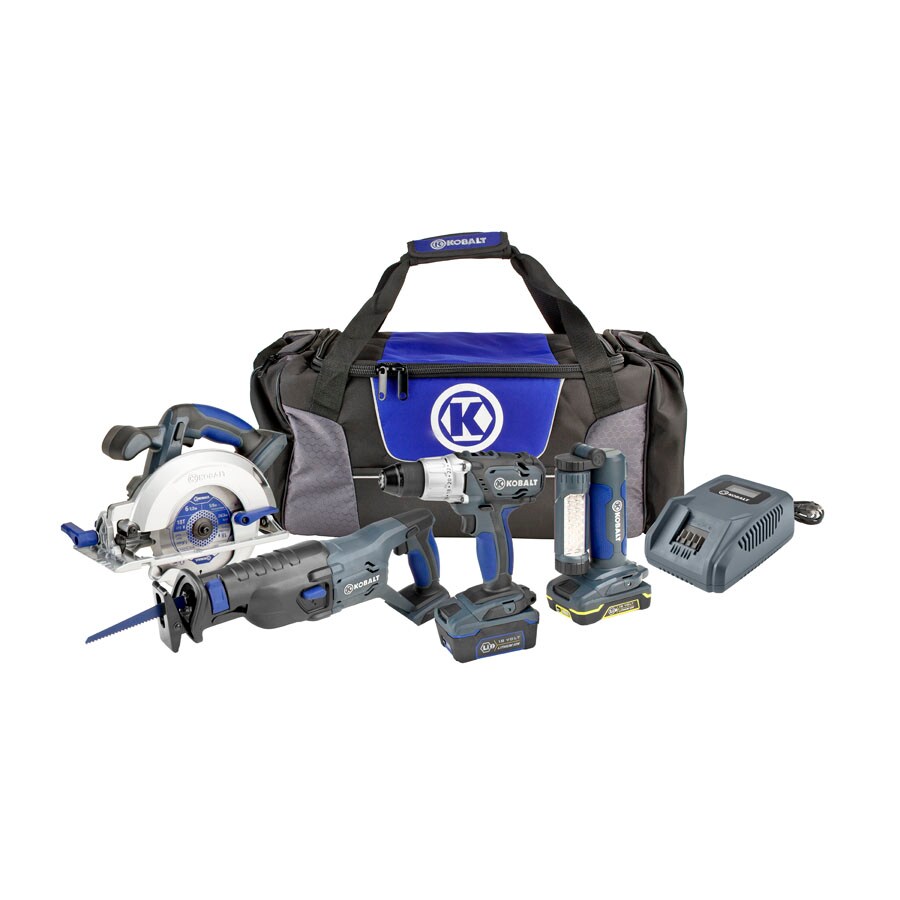 Kobalt K18-LC2000A 4-Tool Power Tool Combo Kit with Soft Case (2-Batteries Included and Charger Included)