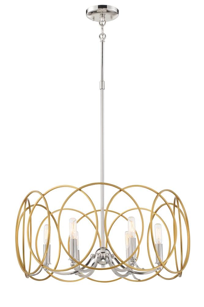 Minka Lavery Honey Gold Polished Nickel 6-Light Drum Chandelier