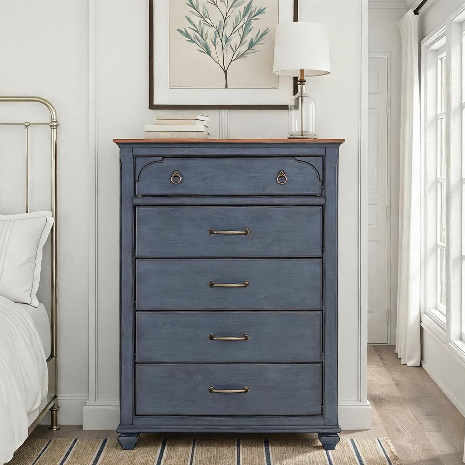 blue double dresser 5-Drawer Chest 40