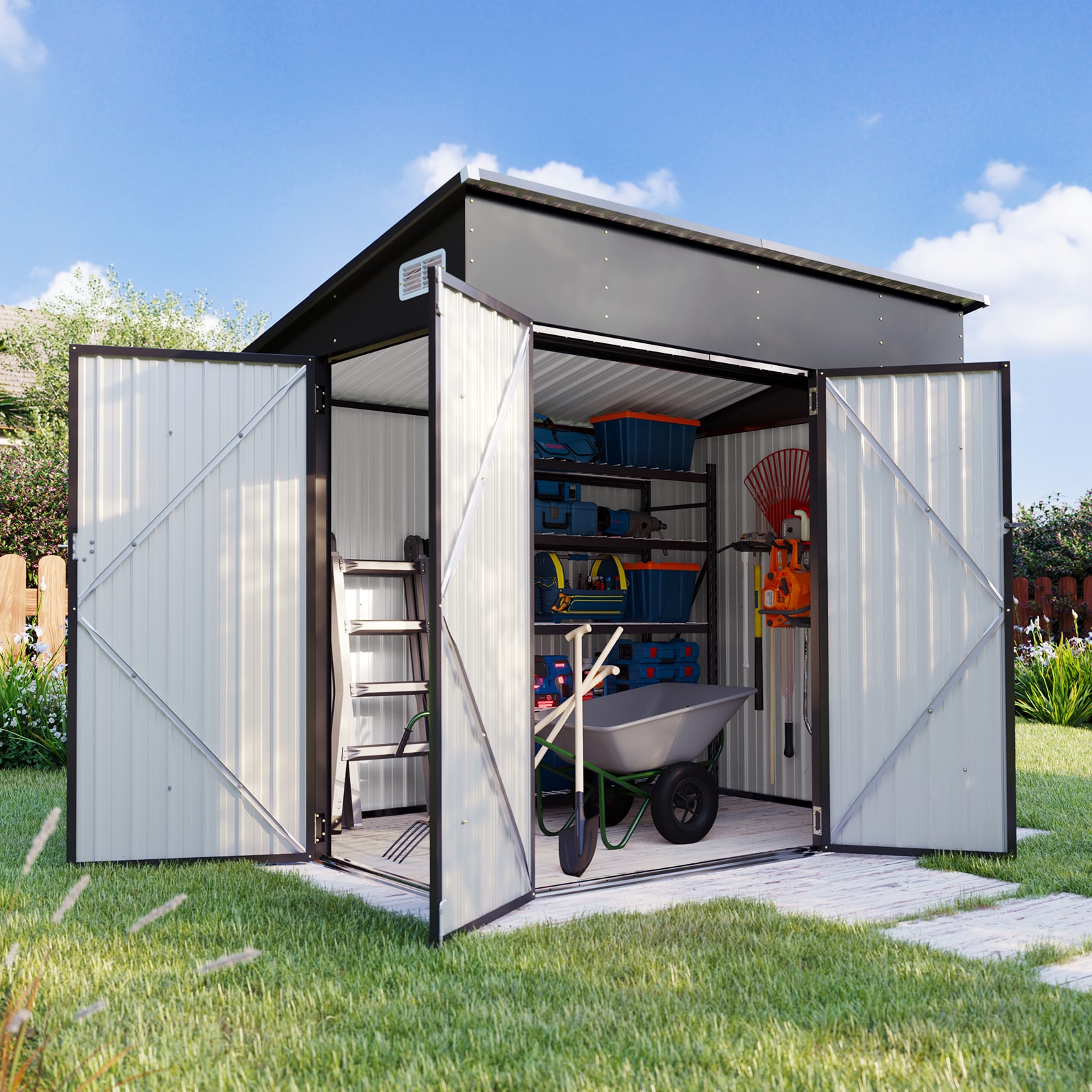 AOXUN AX-00402B 8-ft x 6-ft Economy Series Galvanized steel Storage Shed
