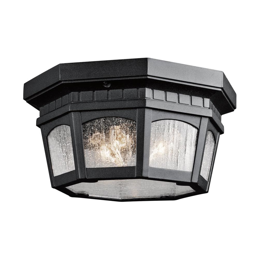 Kichler 9538BKT Courtyard 1 -Light 12.25-in Black Indoor/Outdoor Flush Mount Light