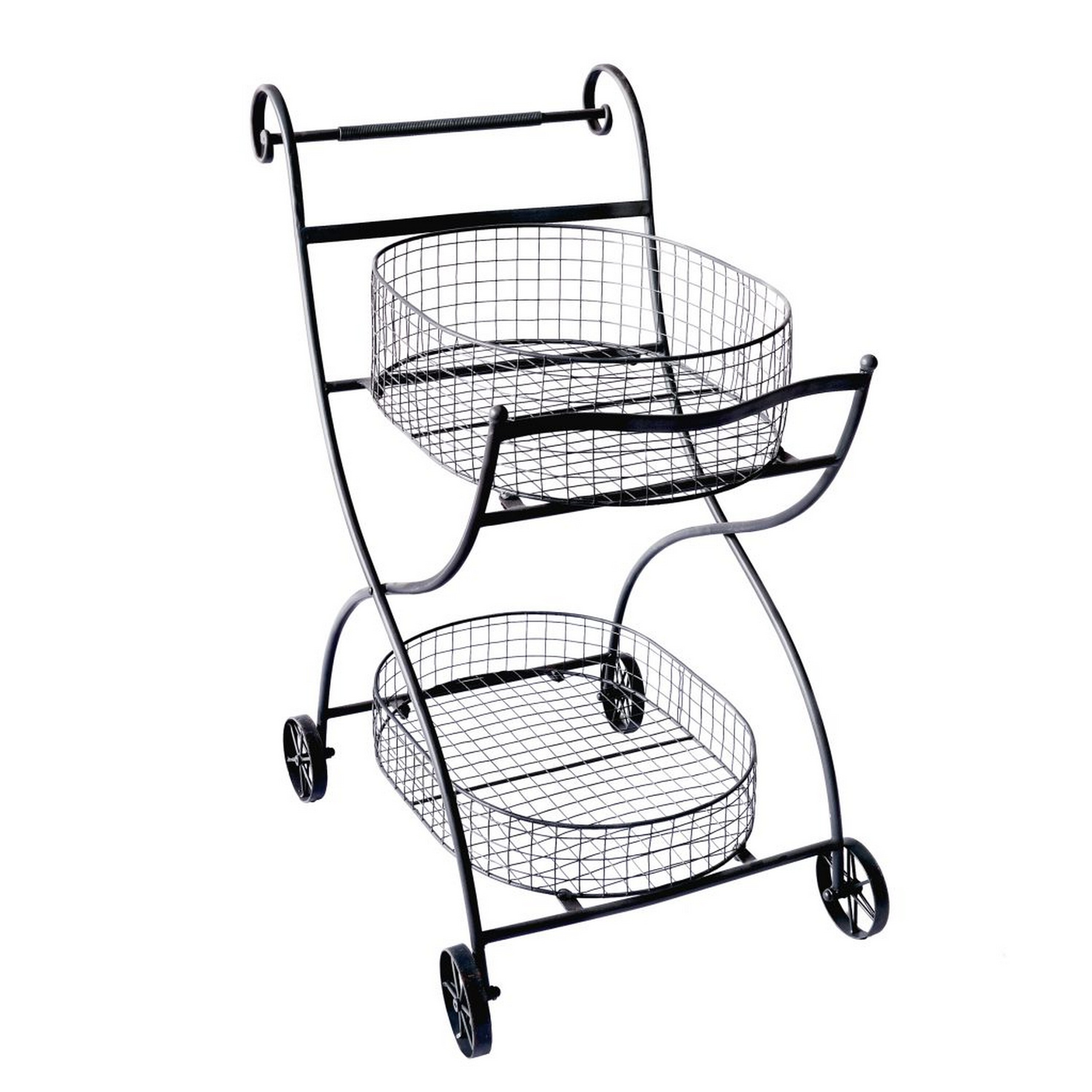 Benzara BM155894 Black Steel Base with Mesh Rolling Kitchen Cart ( 17.9-in x 27.6-in x 36-in )
