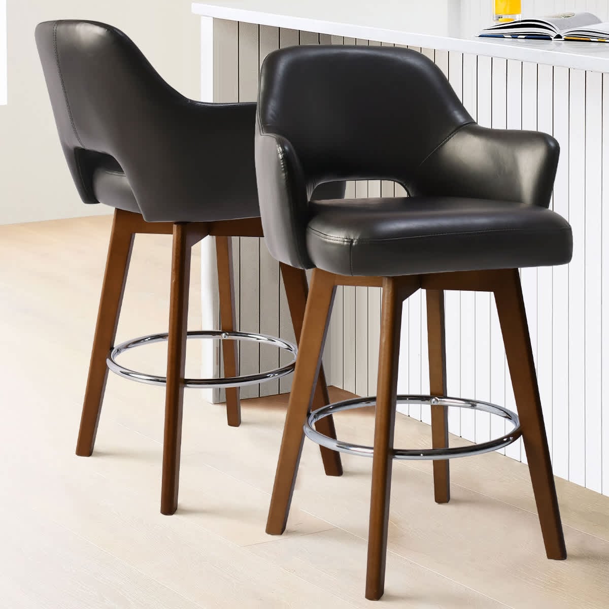 Maison Boucle EDWARD-CT-BLACKPU-2 stools - View #2