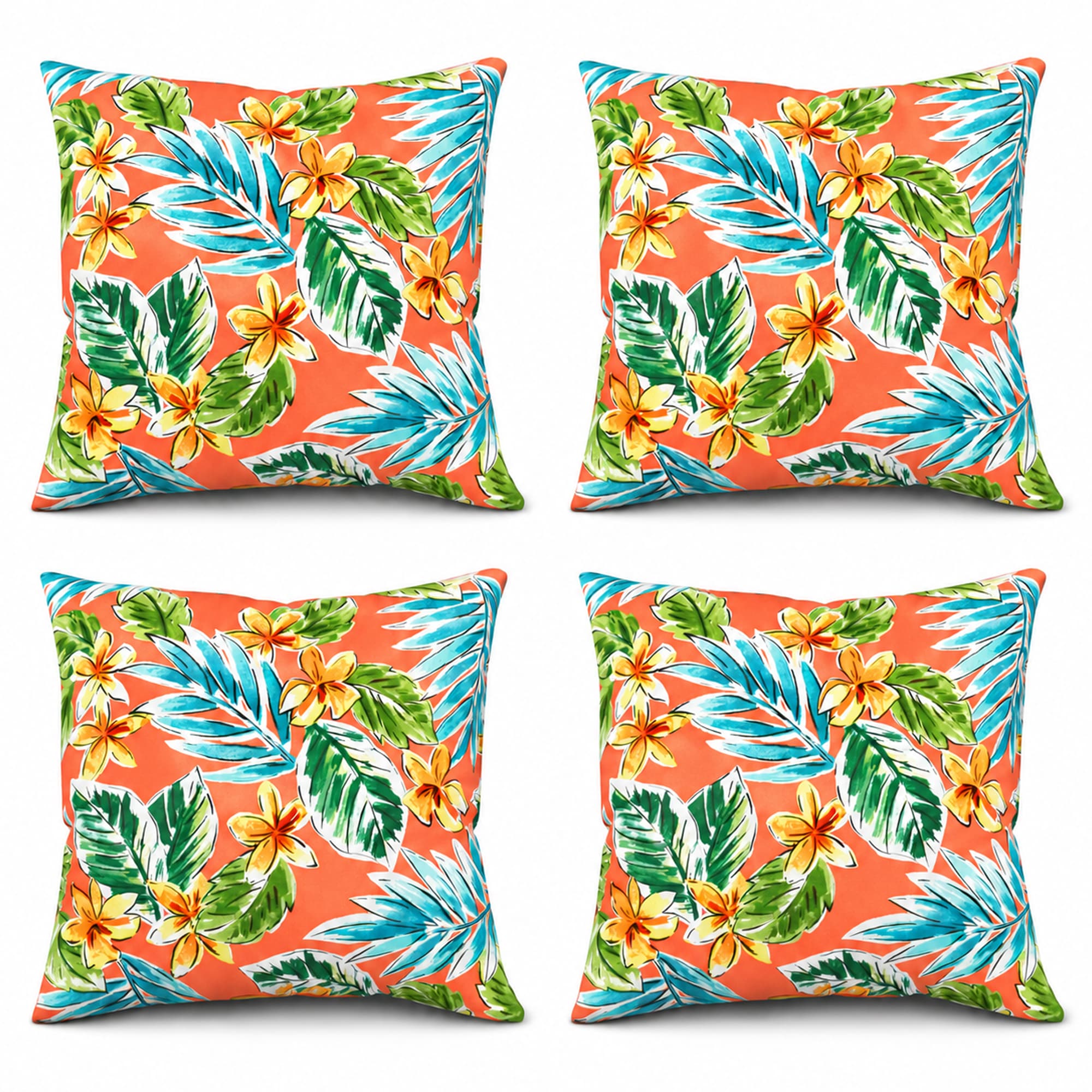 LUXEYARD 4 Pack Outdoor Pillow Covers ONLY 18x18 inch Water Repellent Decorative Cushion Covers for Patio Furniture Garden Porch Balcony and Outdoor Tropical Palm Leaves