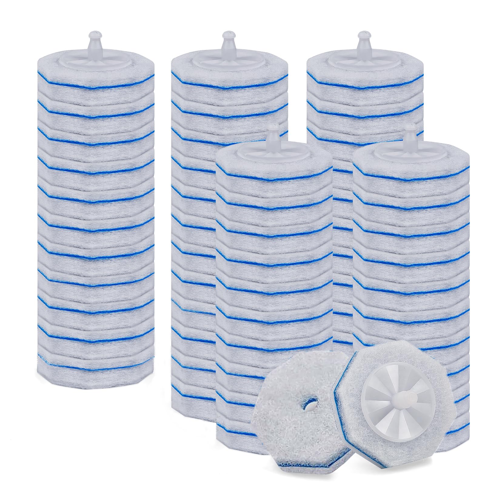 Phyfalip - 50 pack Disposable Toilet Bowl Wand Refills Octagon Replacement Heads for Bathroom Cl...