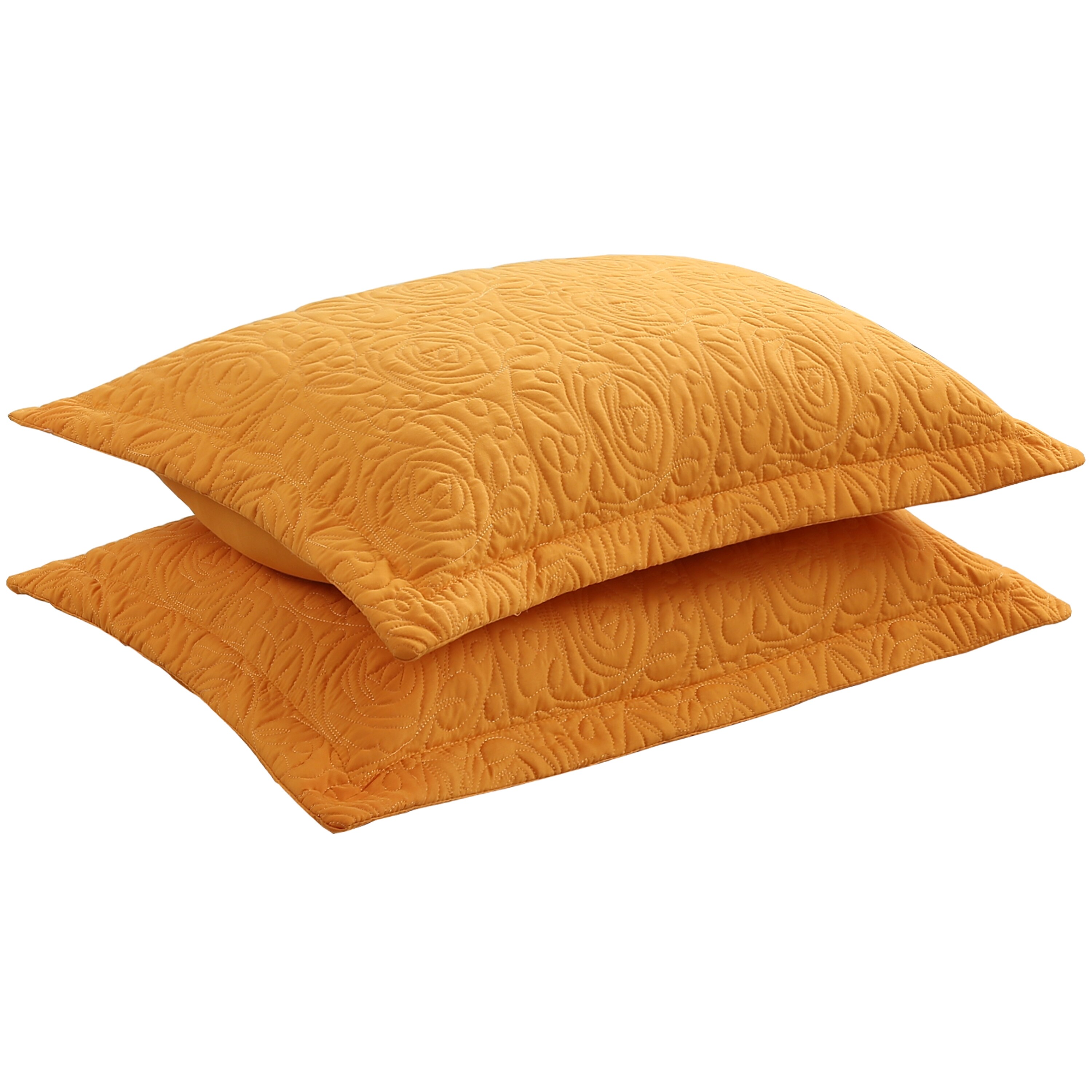 MarCielo SHAM TURMERIC Q 2-Pieces Embroidered Quilted Pillow Shams Queen