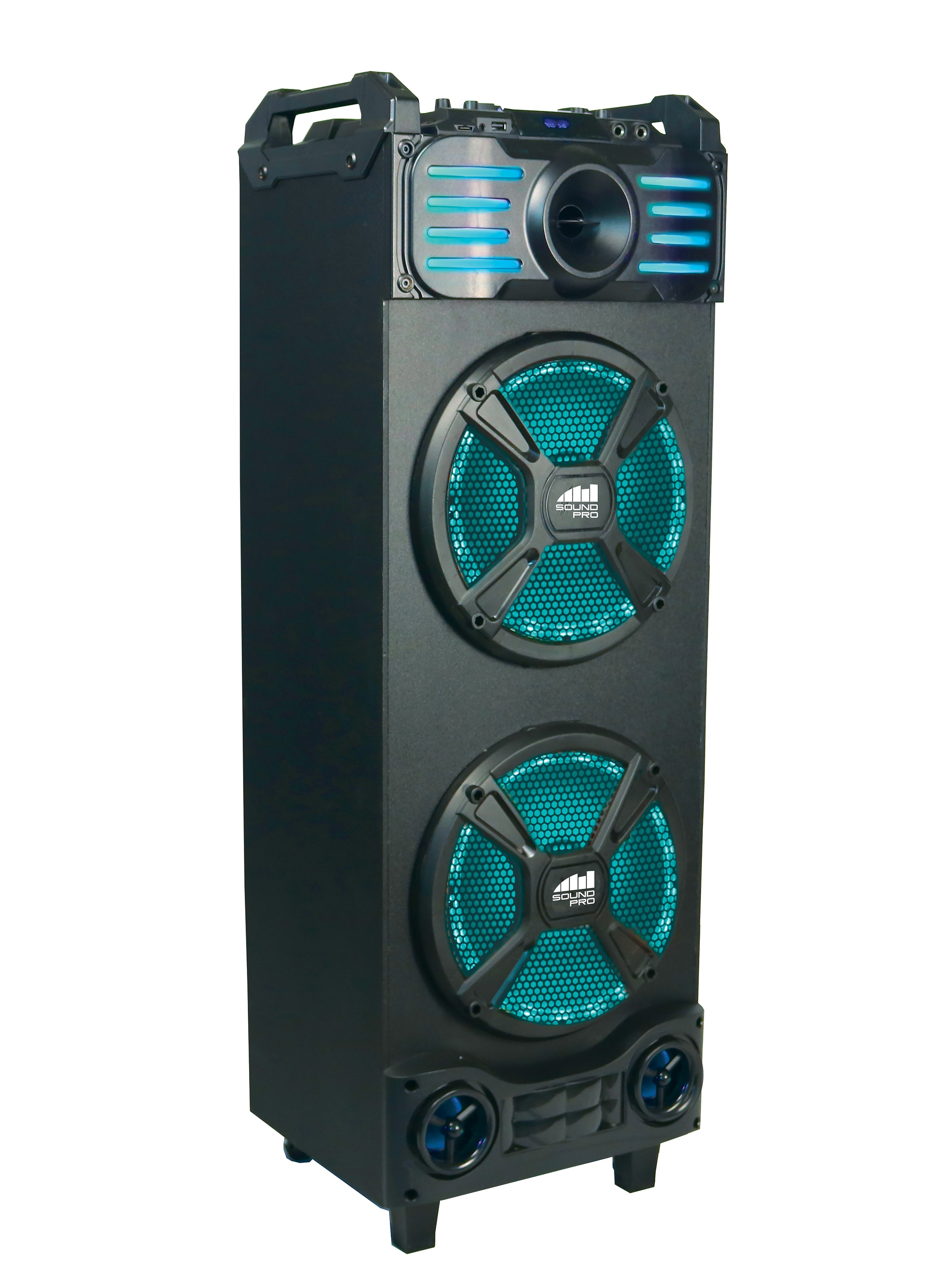 Naxa Portable Dual 10” Bluetooth Party Speaker with Multi-Color