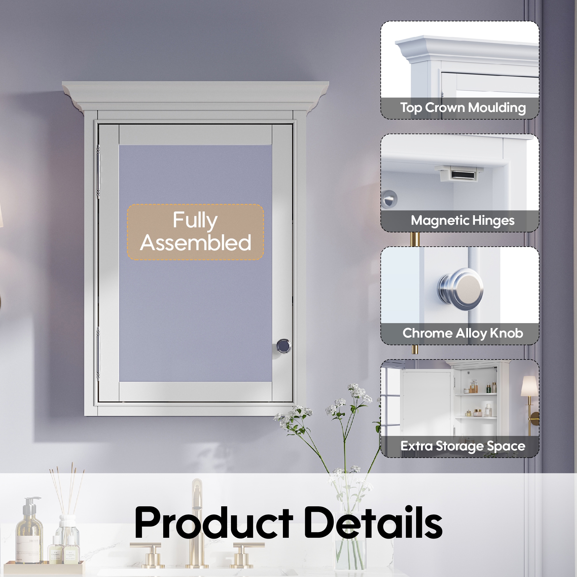 WELLFOR EX2BMFL-24-32 Bathroom-Medicine-Cabinets - View #5