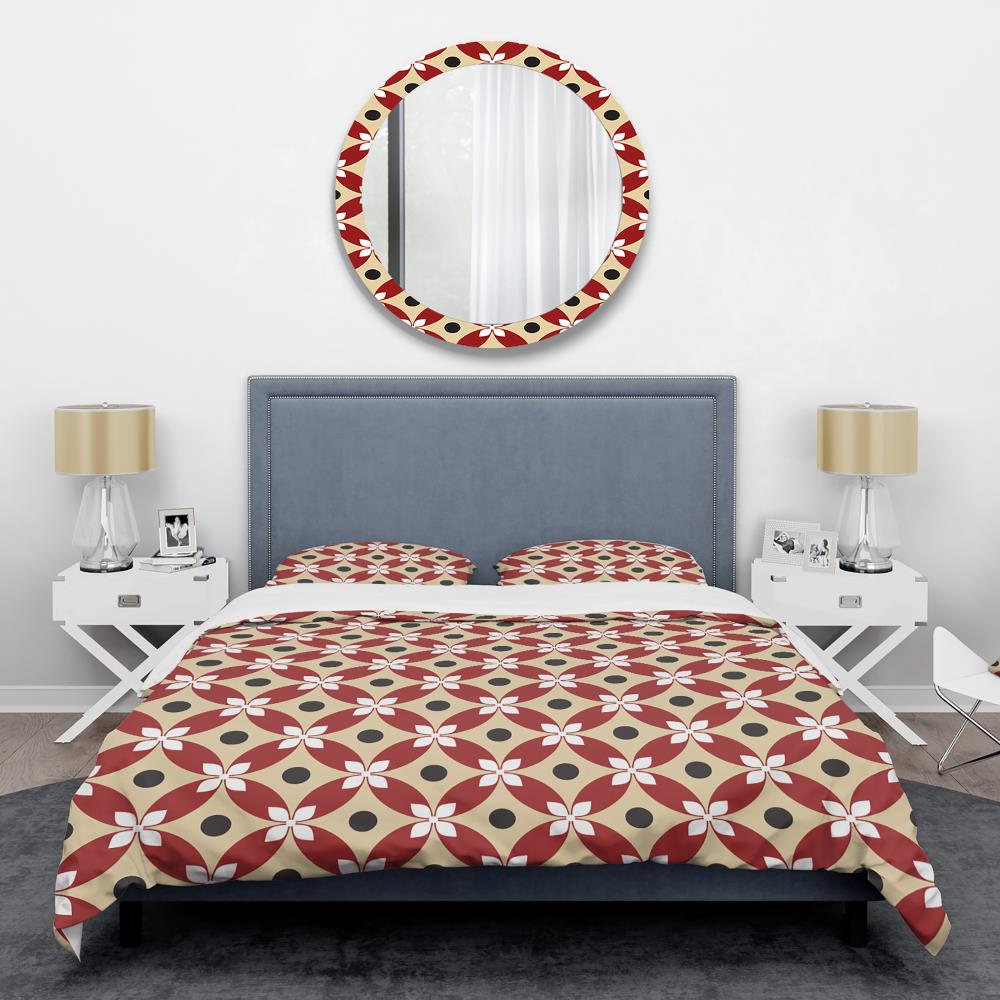 Designart BED24294-K 3-Piece Red King Duvet Cover Set