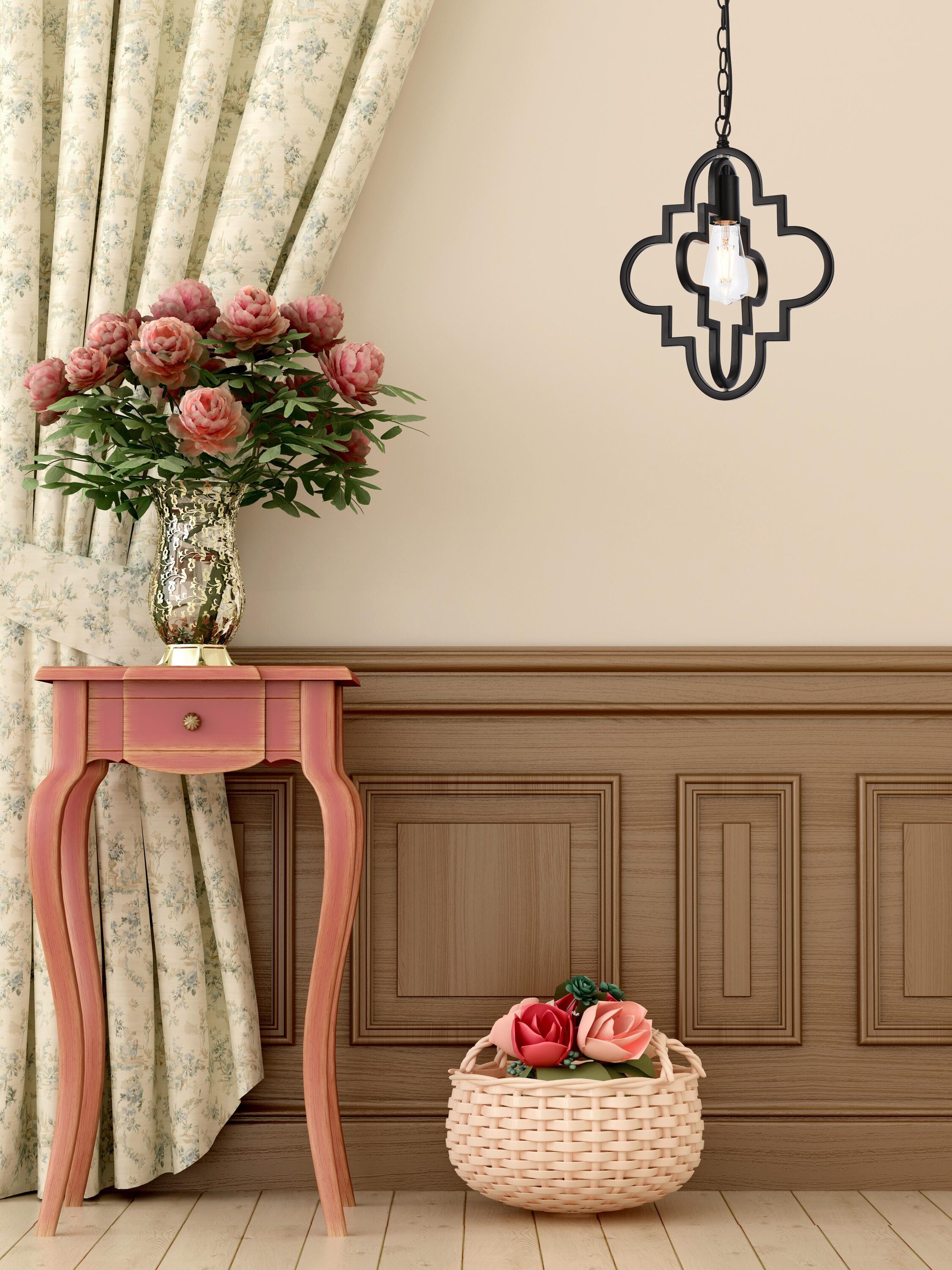 Elegant Black Iron Adjustable Pendant Light Fixture