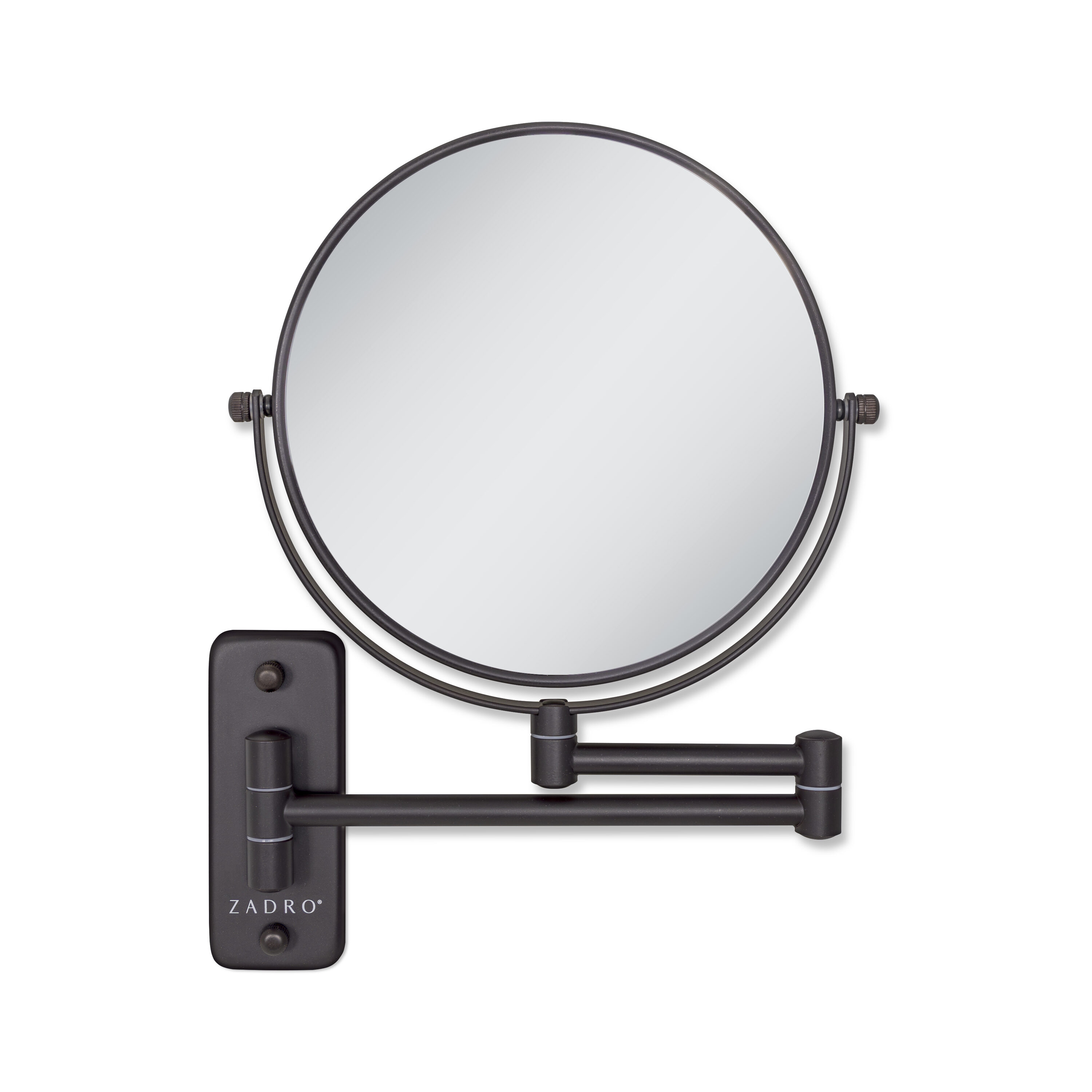 Zadro OVW88 18-Inch x  12.25-Inch Round Wall Mounted Makeup Mirror with 8X/1X Magnification 8-Inch Dia. Mirror Head 7-Inch Dia. Reflective Surface