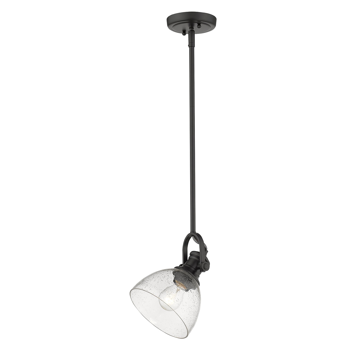 Hines Transitional Black Mini Pendant with Seeded Glass