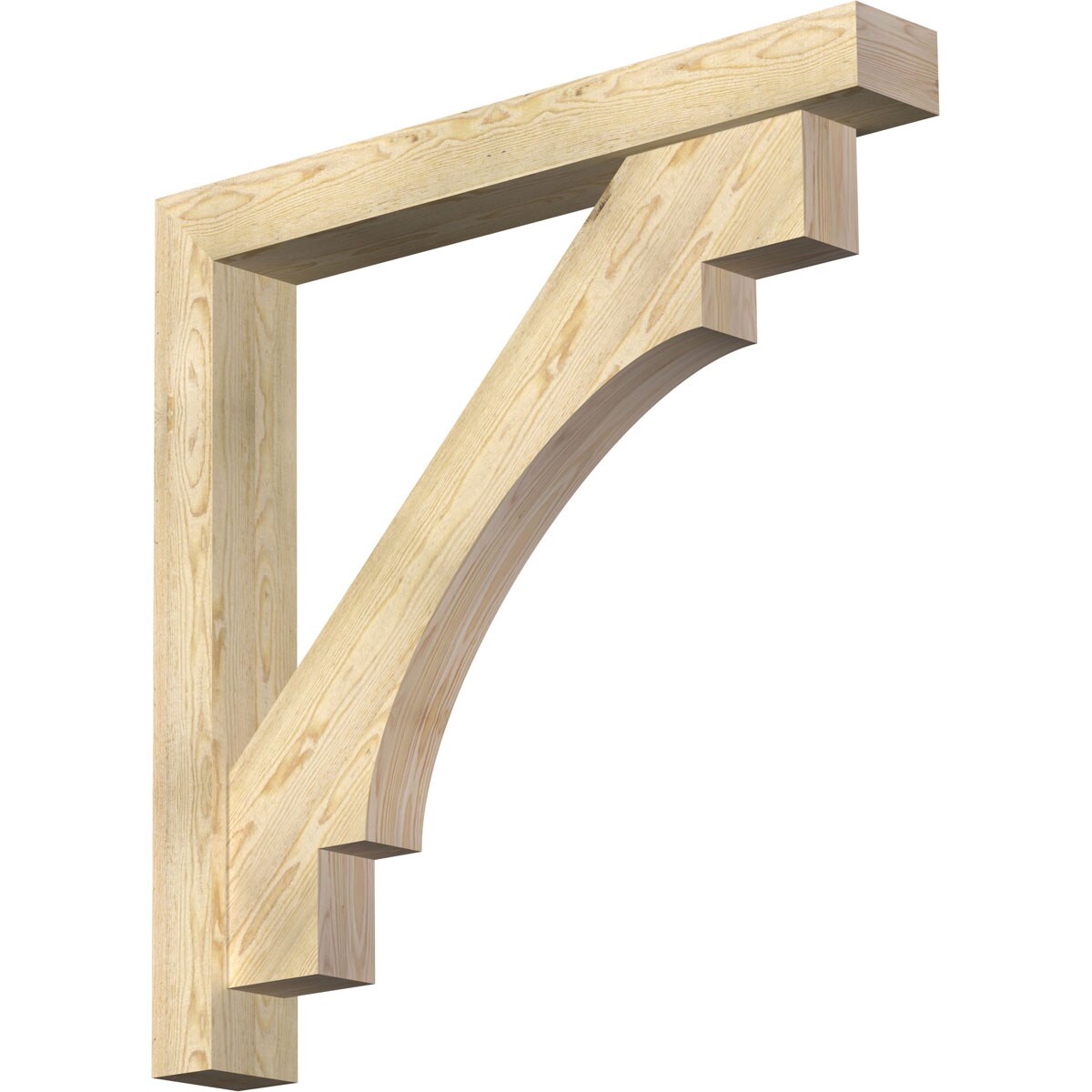 Ekena Millwork 1463262 Merced Block Rough Sawn Bracket with Offset Brace 6-in x 44-in x 44-in Douglas fir Brown Wood Standard bracket