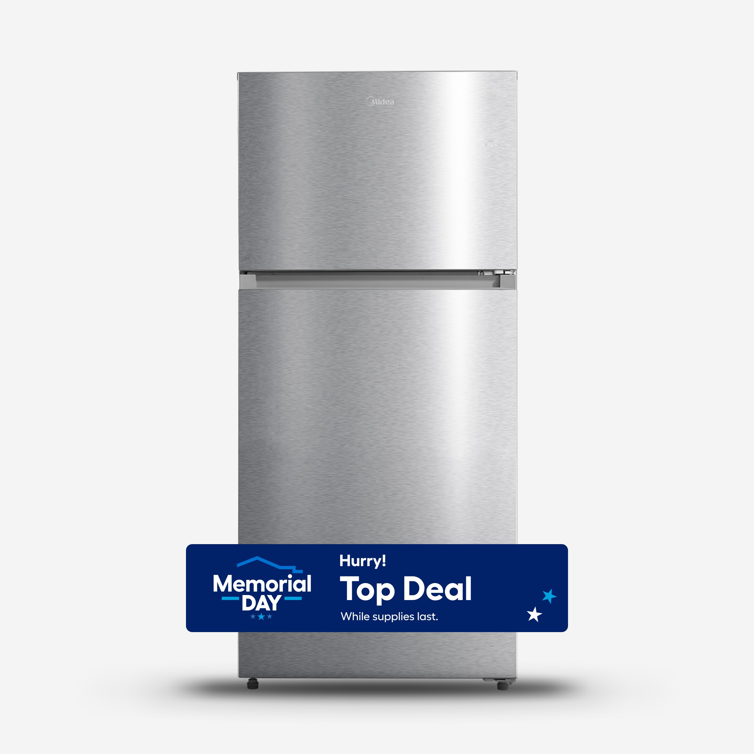 Midea MRT18D3BST Fingerprint Resistant 18.1-cu ft Top-Freezer Refrigerator ( Stainless Steel ) Garage Ready ENERGY STAR Certified