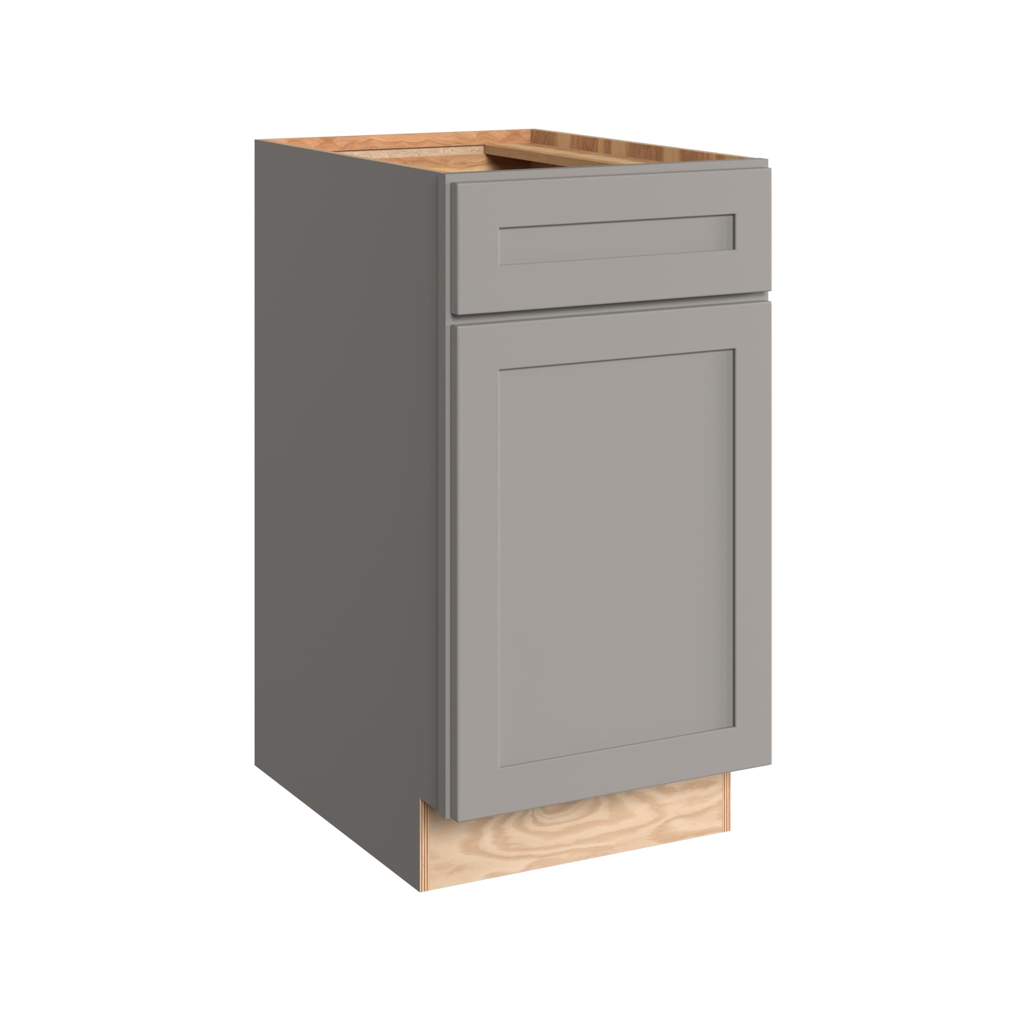 KraftMaid Momentum BWBB18.2G81 Deveron 18-in W x 34.5-in H x 24-in D Pebble Grey Pull-out wastebasket Base Fully assembled Plywood Cabinet (Recessed Panel Shaker)