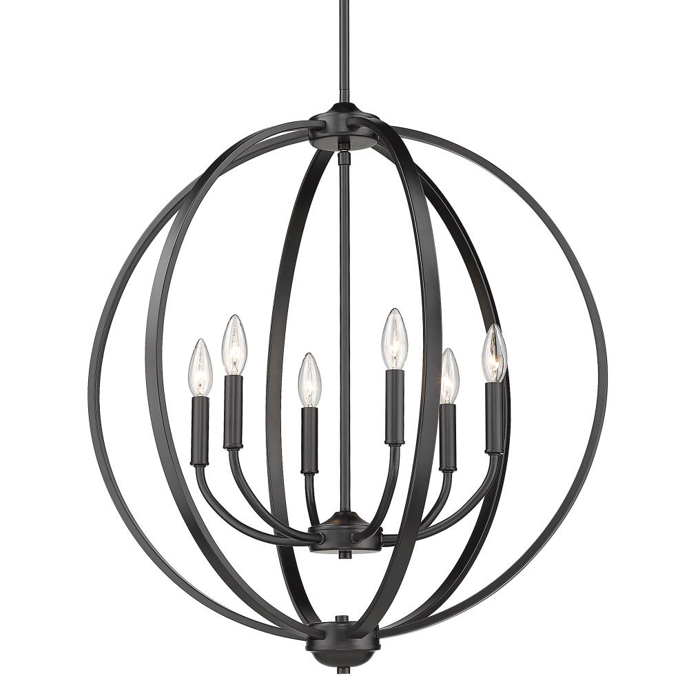 Golden Lighting 3167-6 BLK Colson 6 -Light Matte Black Farmhouse For Use in Bedrooms, Foyers, Kitchens, Living Rooms Chandelier