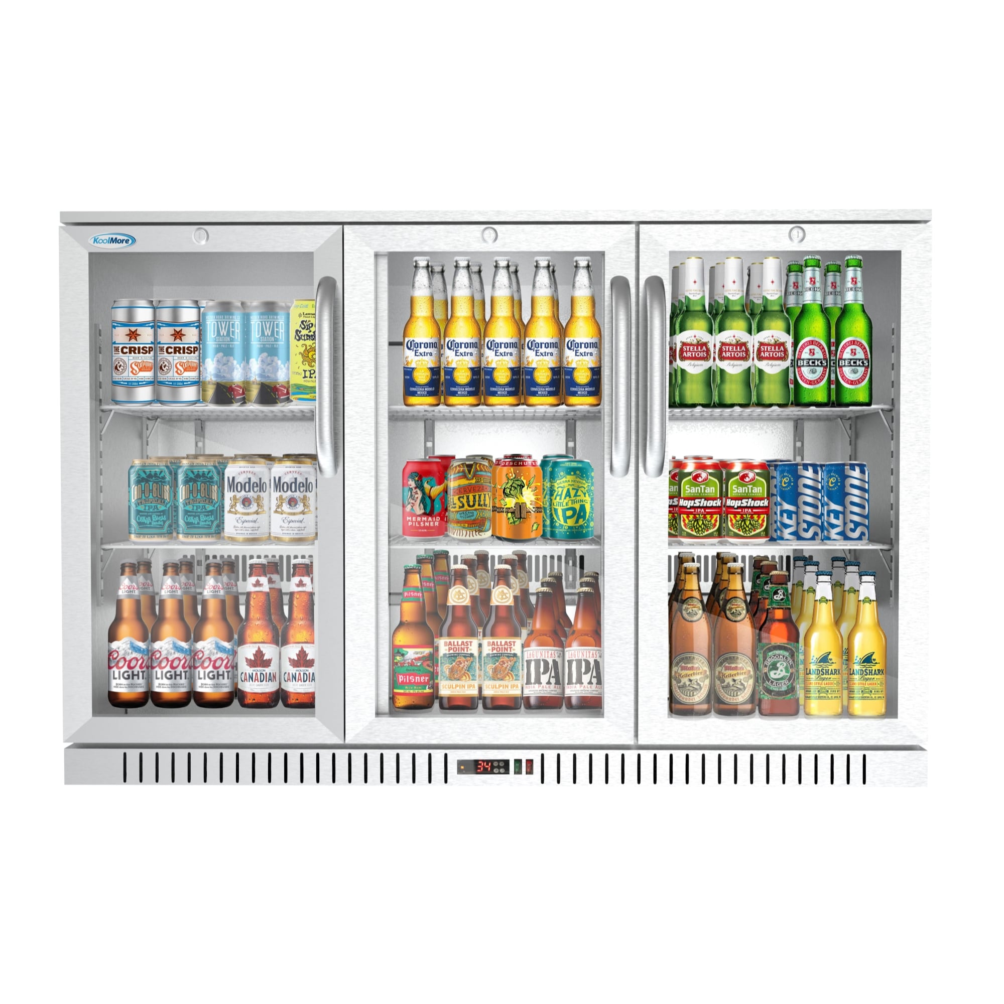 KoolMore CT53-3S-SS 11.3-cu ft Commercial Refrigerators 3 Glass -Door Merchandiser ( Stainless Steel )