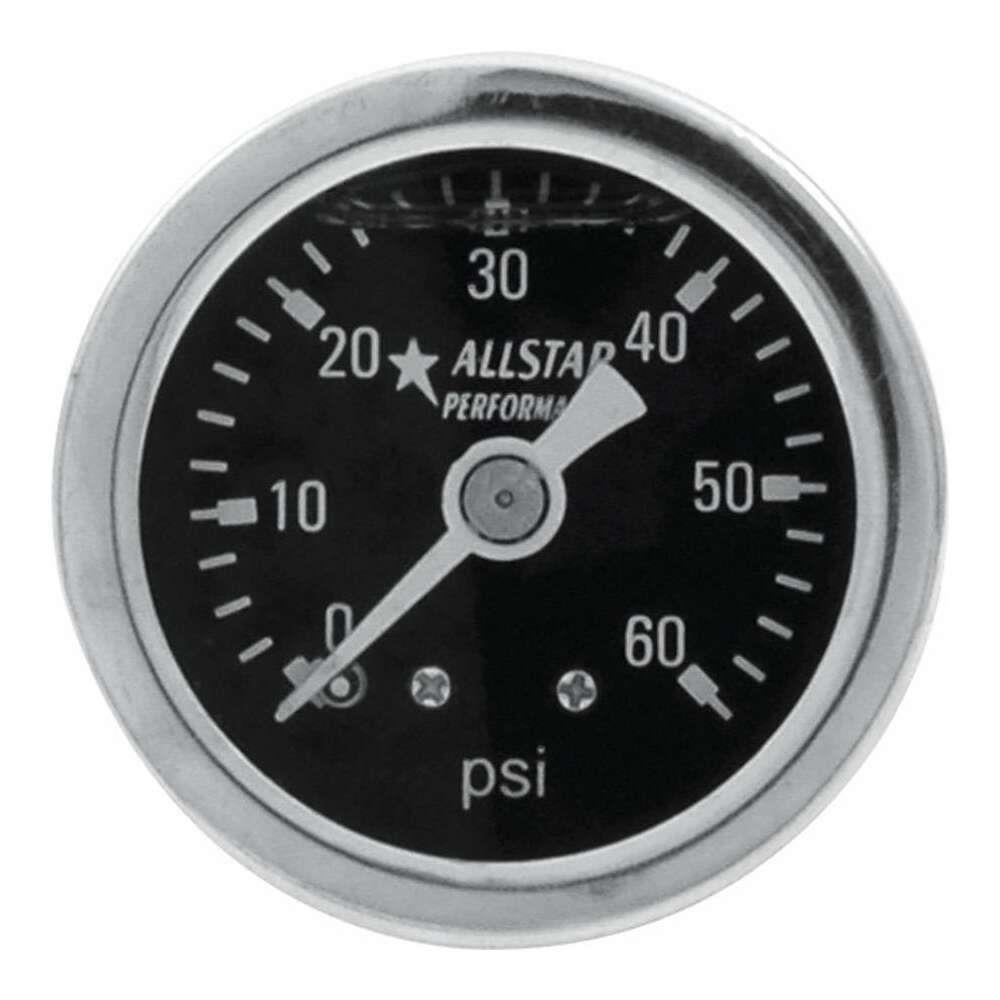Allstar Performance MTRST84749  ALL80204 1.5 in. Dia. 0-60 Liquid Filled Pressure -Gauge