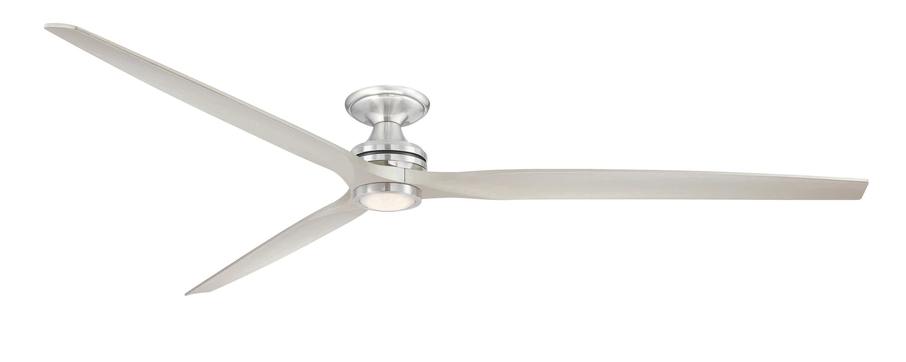 Fanimation FPD6721BBN-96BN-LK-F Spitfire 96-in Color-Changing Integrated LED Outdoor Flush Mount Smart Brushed Nickel with Brushed Nickel Blades Propeller Ceiling Fan With Light - Remote Included ( 3 -Blade )