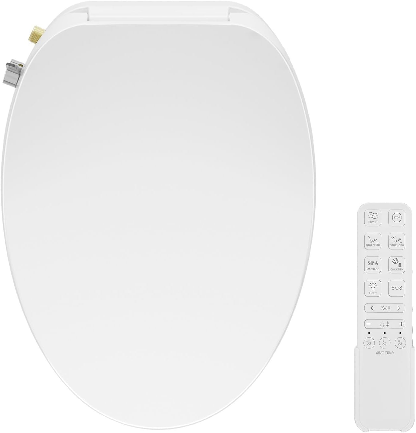 Qeetex Electric Heated Bidet Smart Toilet Seat with Air Dryer LED Nightlight and Unlimited Warm Water - Elongated Design for Quiet Customizable Operation