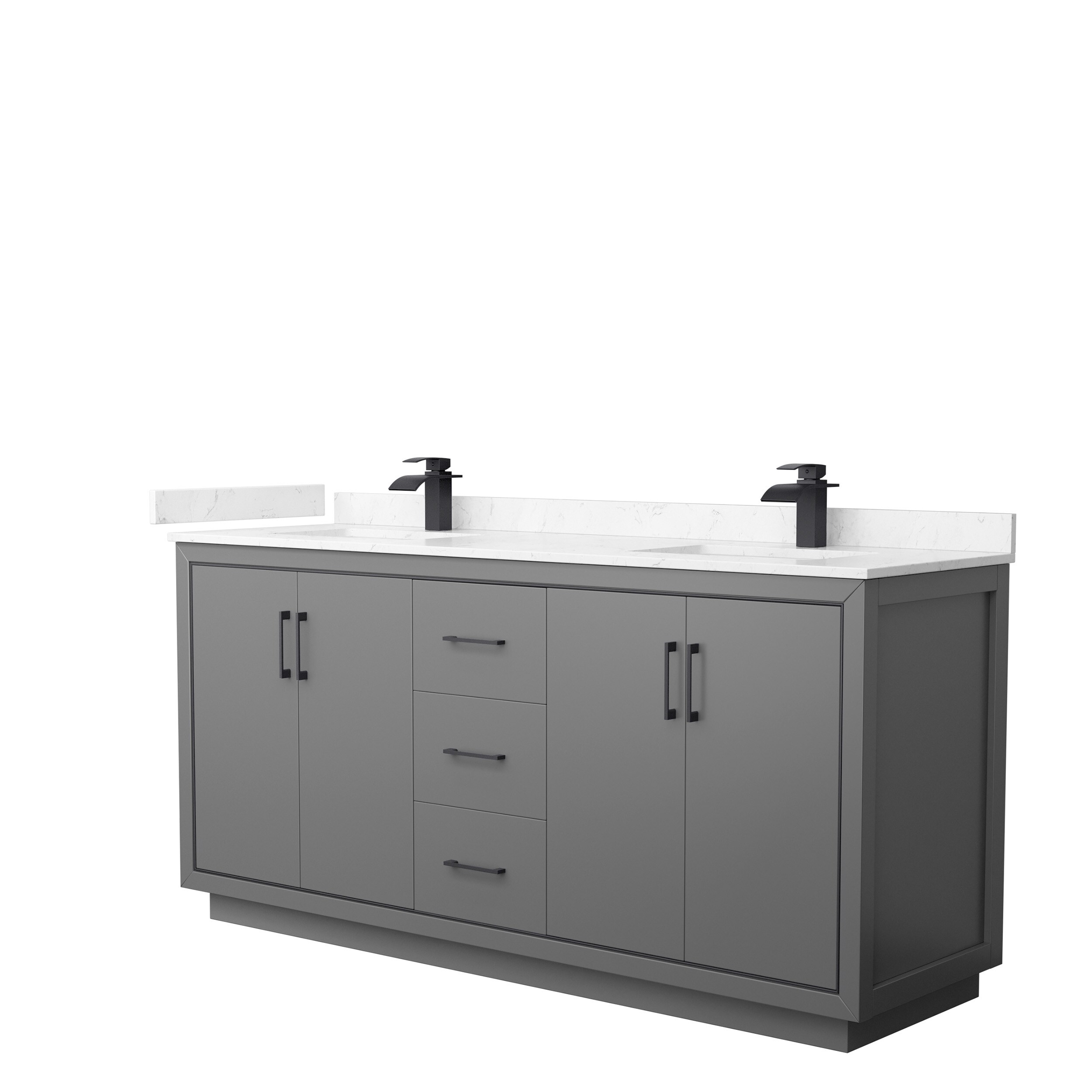 Wyndham Collection WCF111172DGBC2UNSMXX Icon 72-in Dark Gray with Matte Black Trim Undermount Double Sink Bathroom Vanity with Carrara Cultured Marble Top