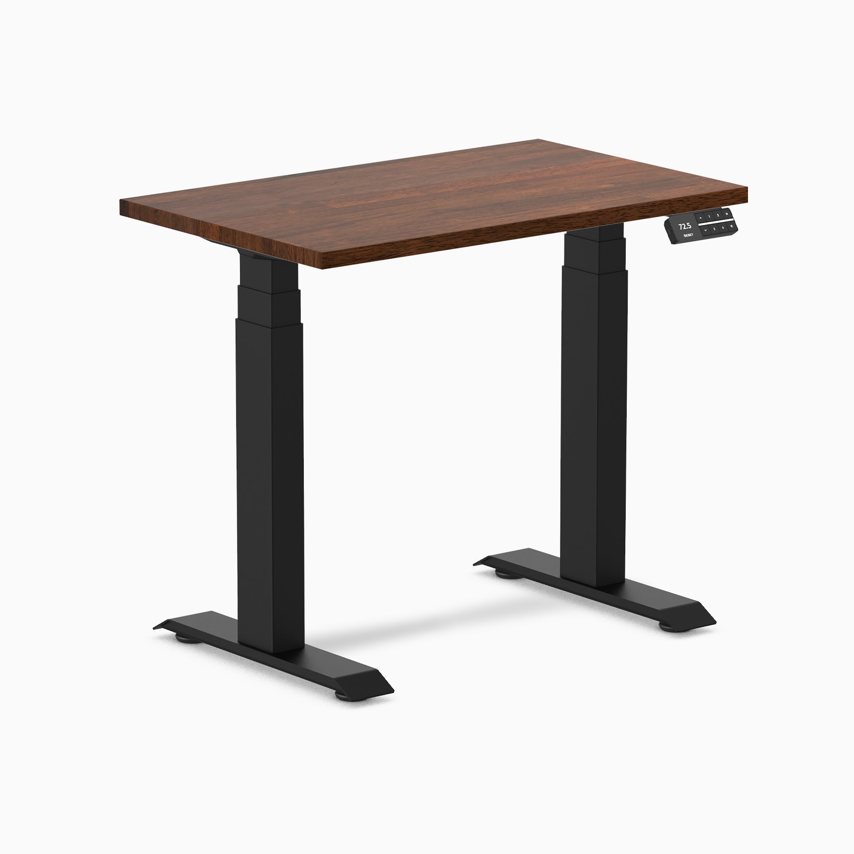 Desky  Dual Mini Rubberwood Sit Stand Desk - Red Walnut / 32 x 20 inches / Matte Black
