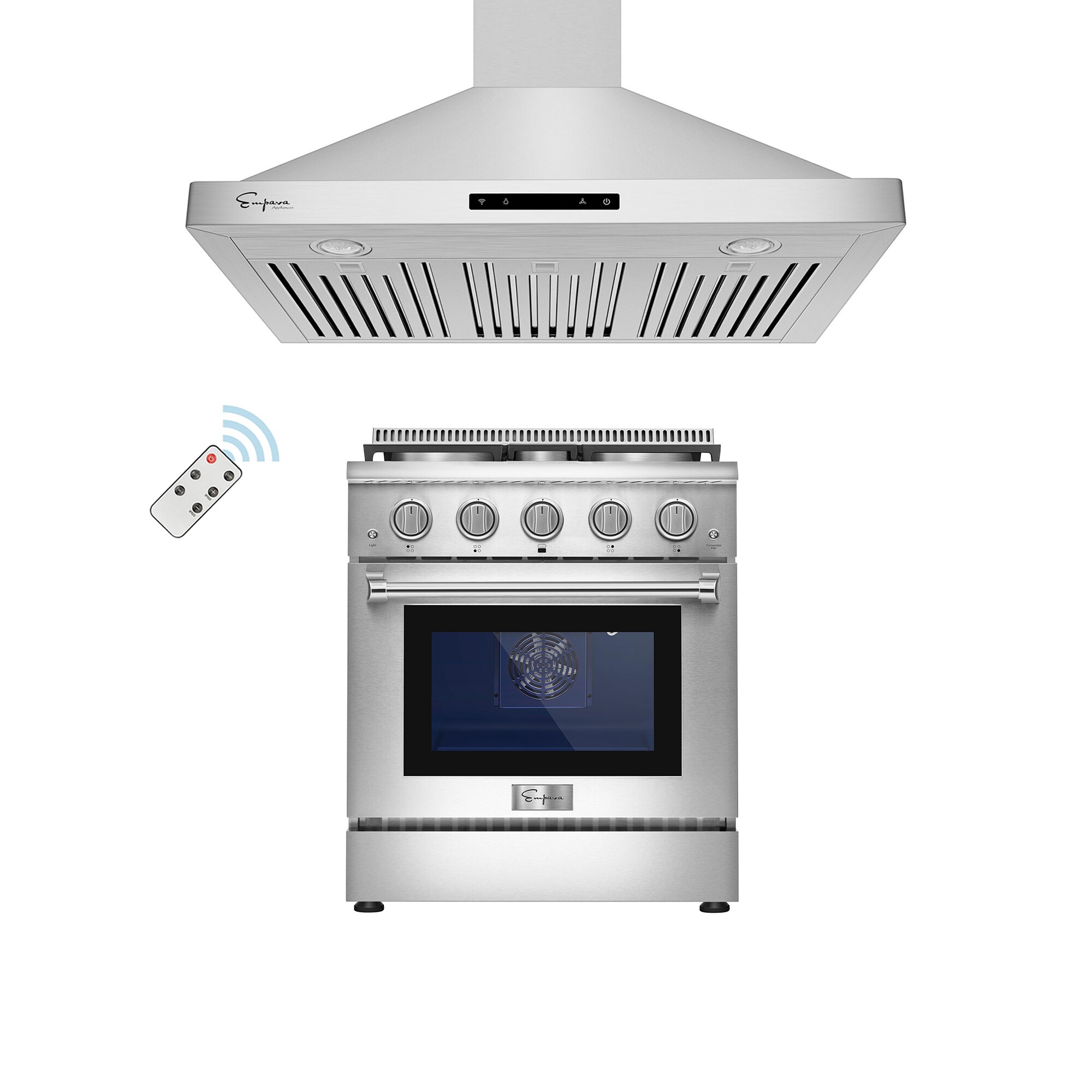 Empava  2 Piece Kitchen Package with 30-in 4 Burners 4.2-cu ft Convection Oven Slide-In Gas Range & 36-in Wall Mount Range Hood - Thumbnail