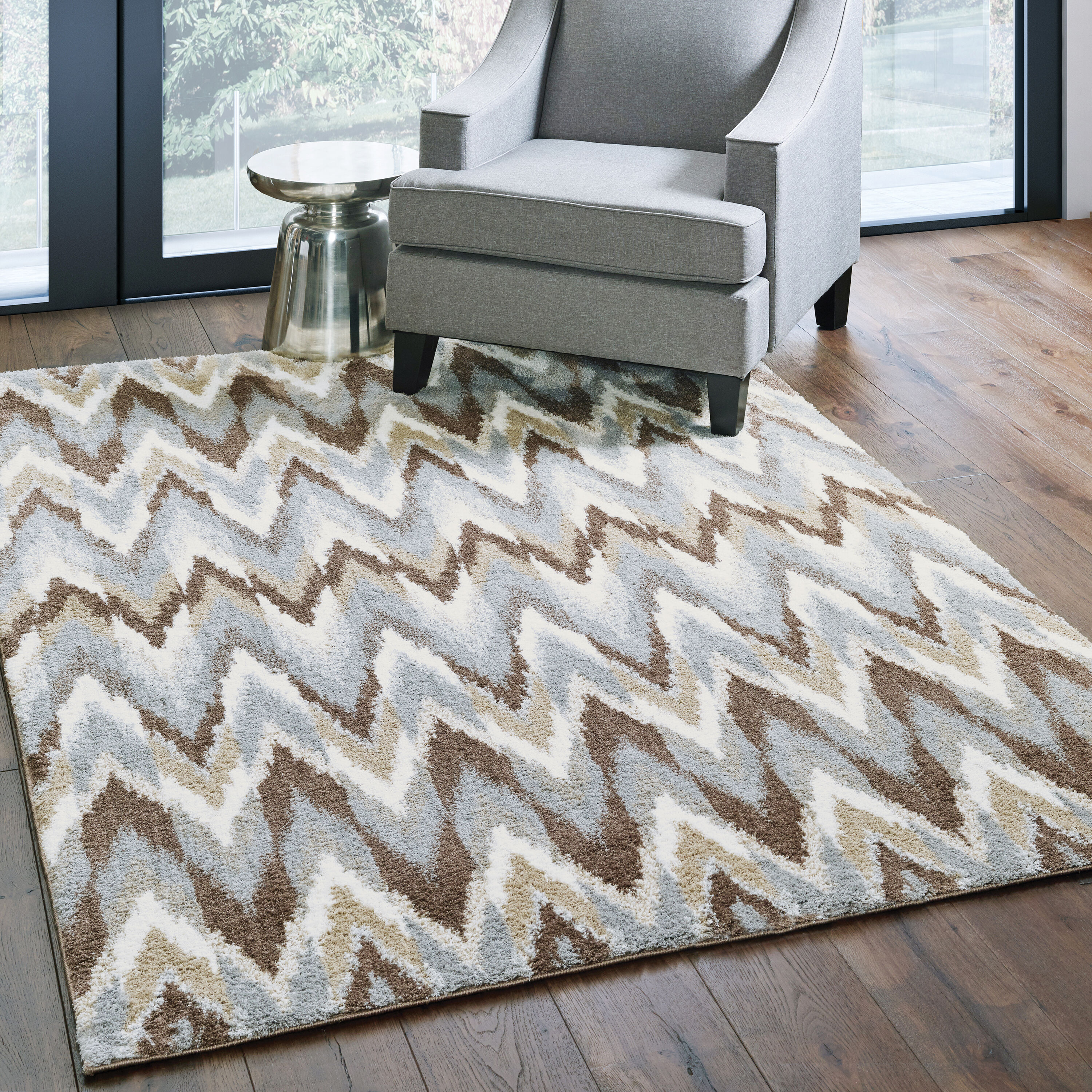 Archer Lane 004VERD64L Elgood 4 x 6 (ft) Polyester Gray Rectangular Indoor Geometric Industrial Area rug