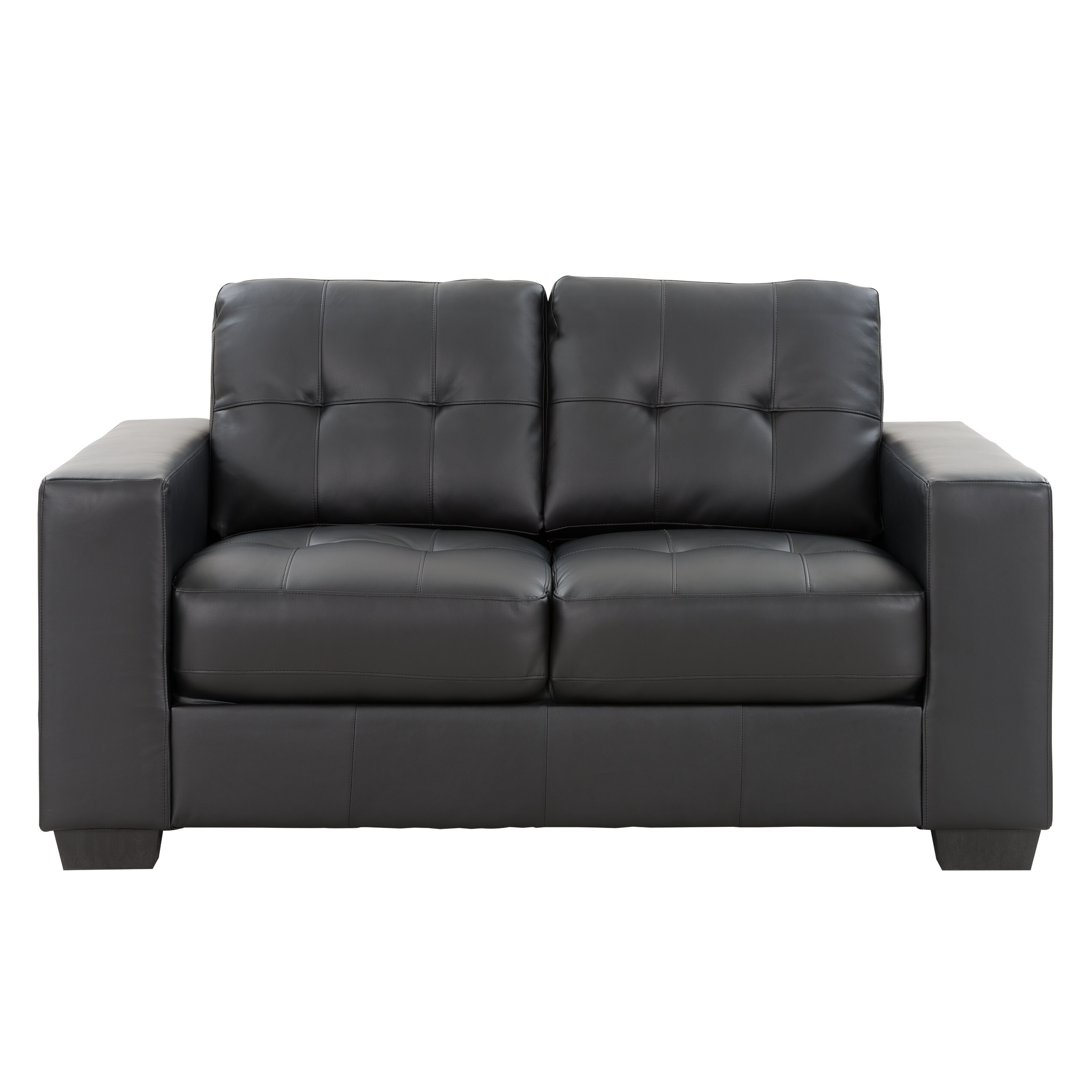 CorLiving Club Modern Black Faux Leather Loveseat at Lowes.com