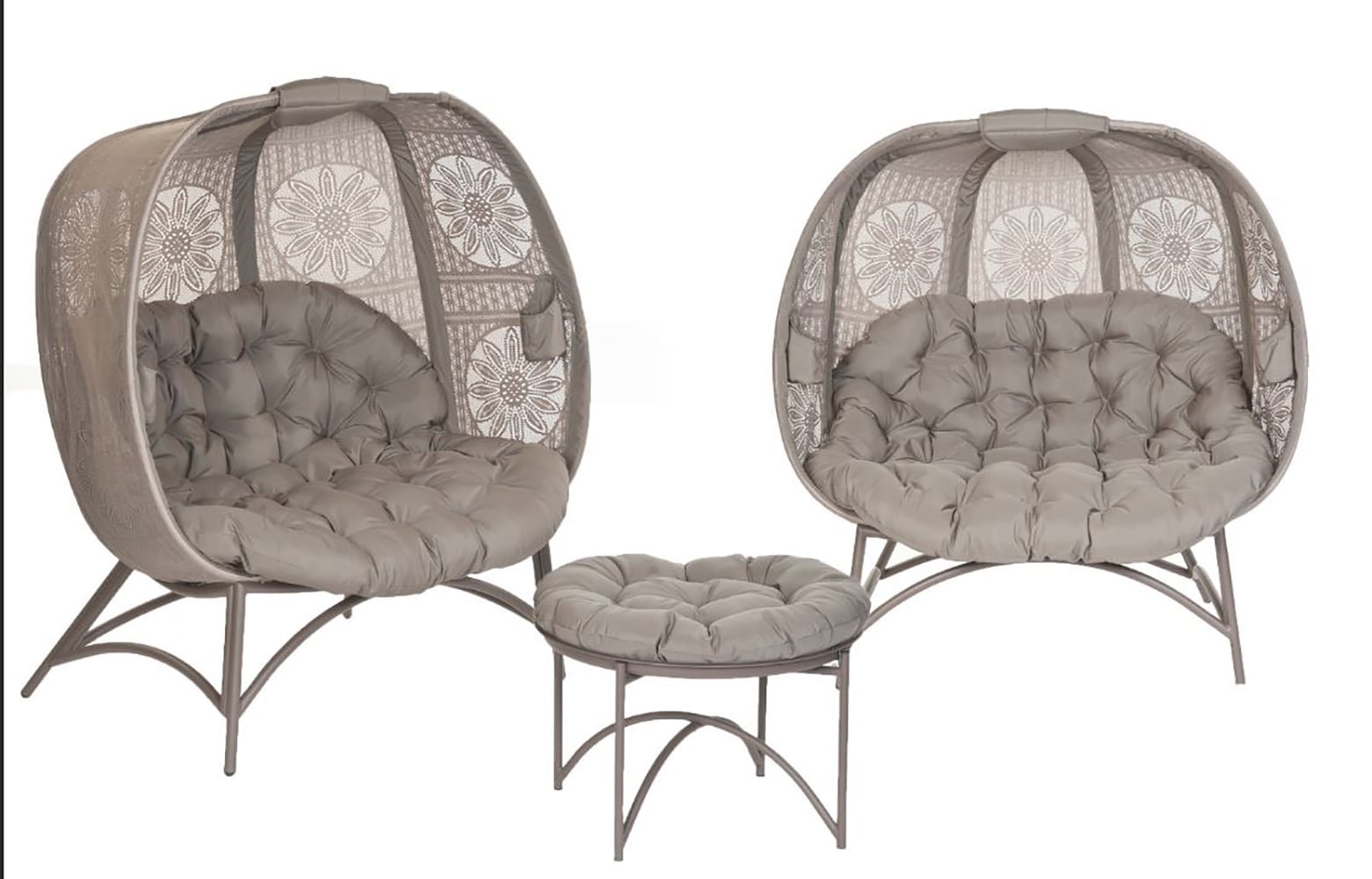 Flowerhouse FHPC400-DC-SAND-SET Cozy Pumpkin Conversation Set 3 -Piece Patio Conversation Set with Brown Cushions