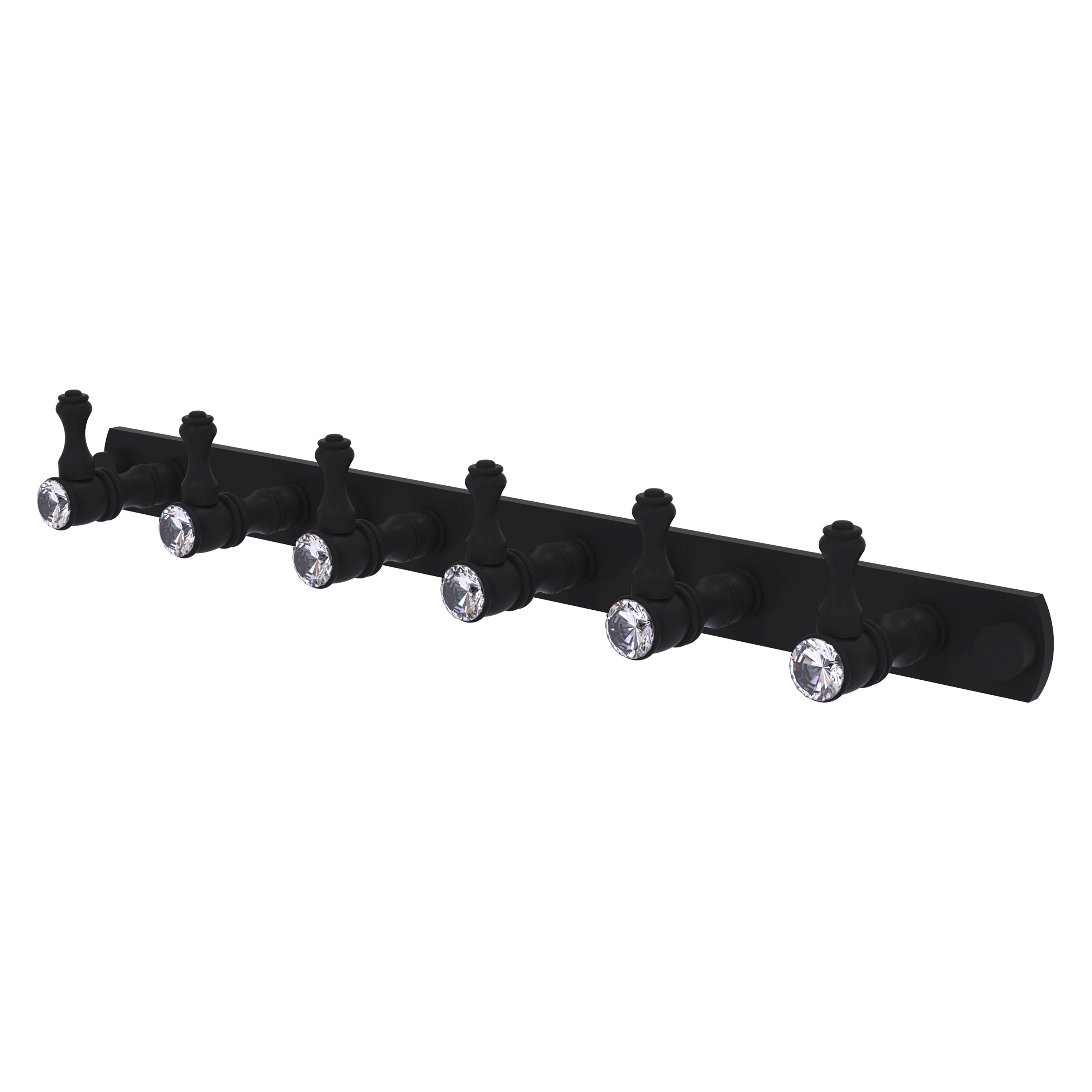 Allied Brass CC-20-6-BKM Carolina Crystal Matte Black 6 -Hook Wall mount Towel Hook