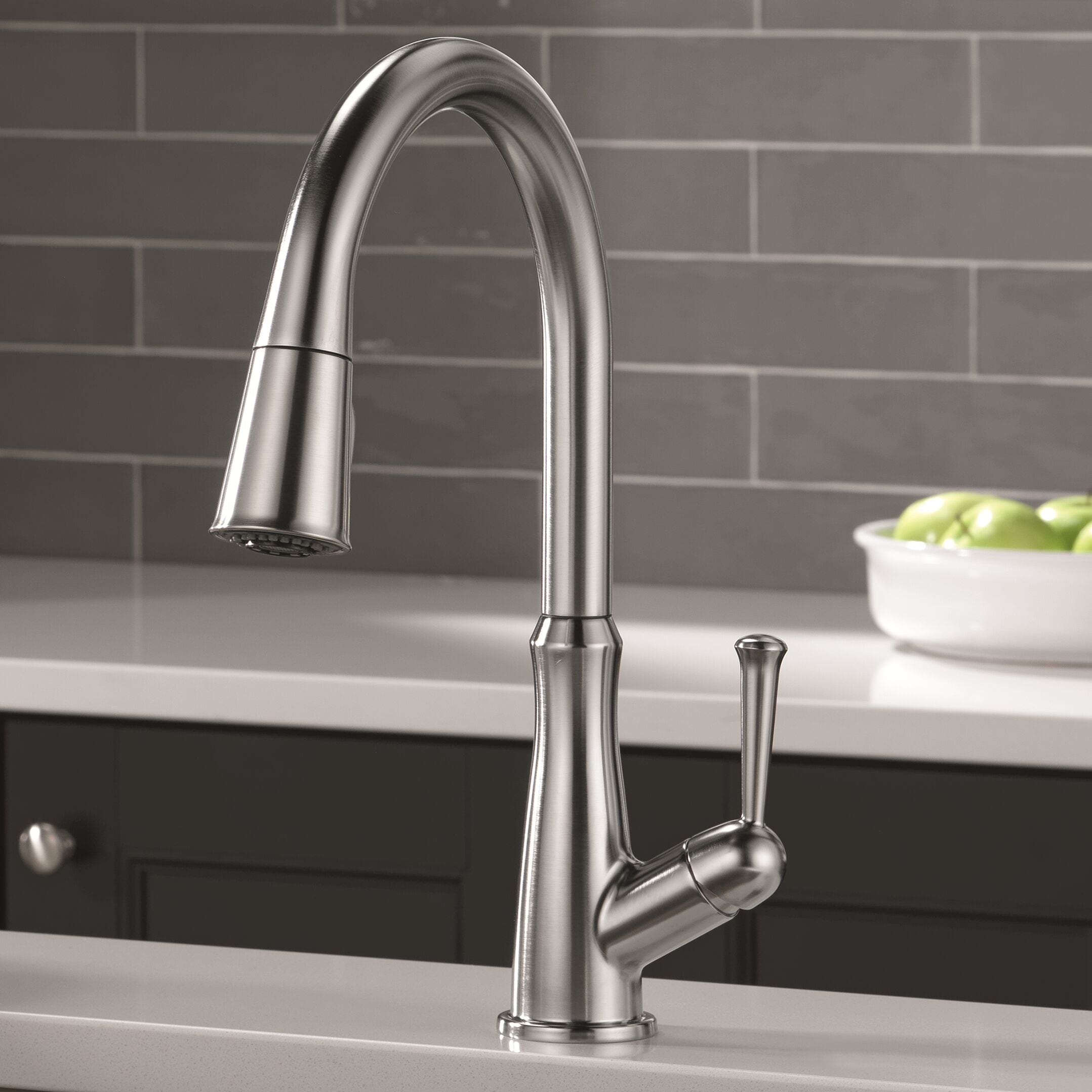 Delta 9110-AR-DST Westville Arctic Stainless Single Handle Deck-mount Pull-down Kitchen Faucet with Sprayer ( Deck Plate Included )