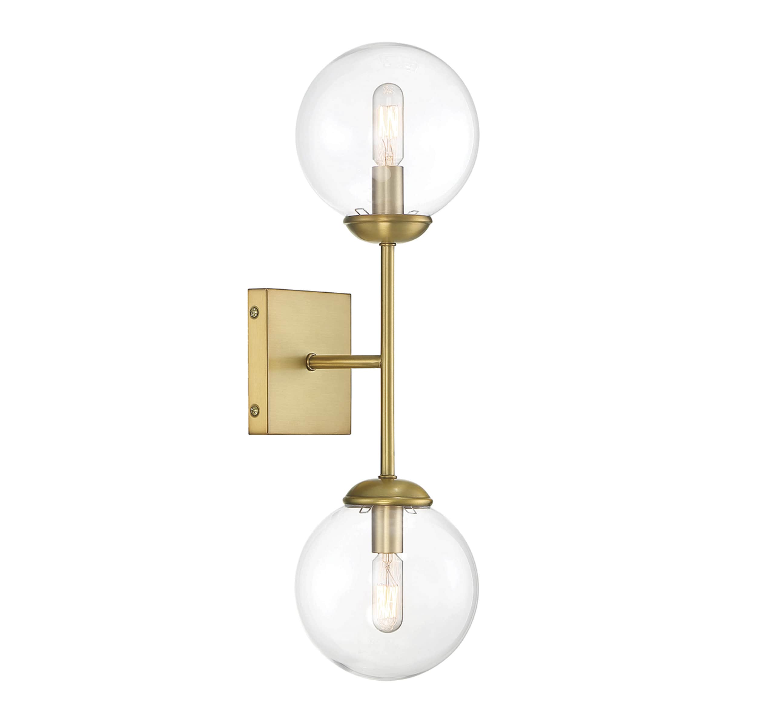 Transitional Globe-Shaded Brass Wall Sconce, Dimmable
