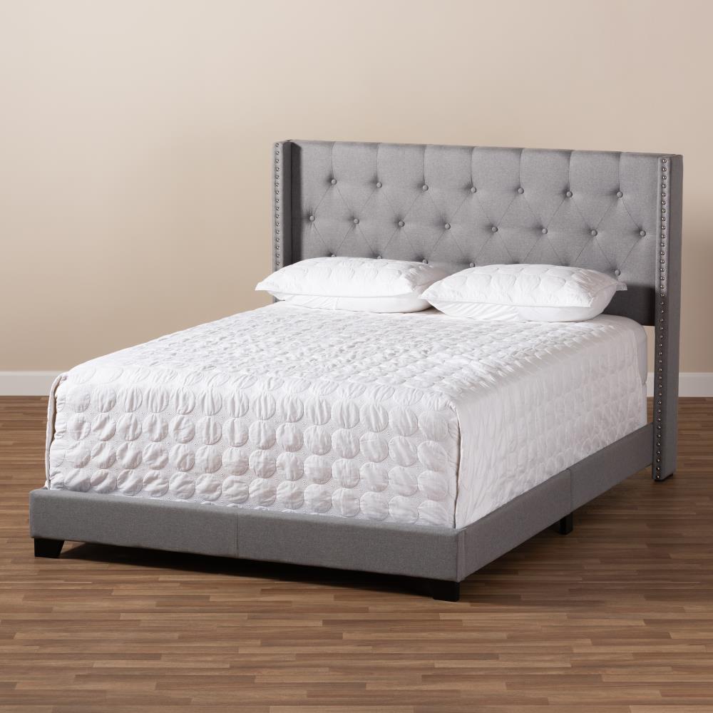 Baxton Studio Brady Grey Queen Wood Upholstered Bed in the Beds ...