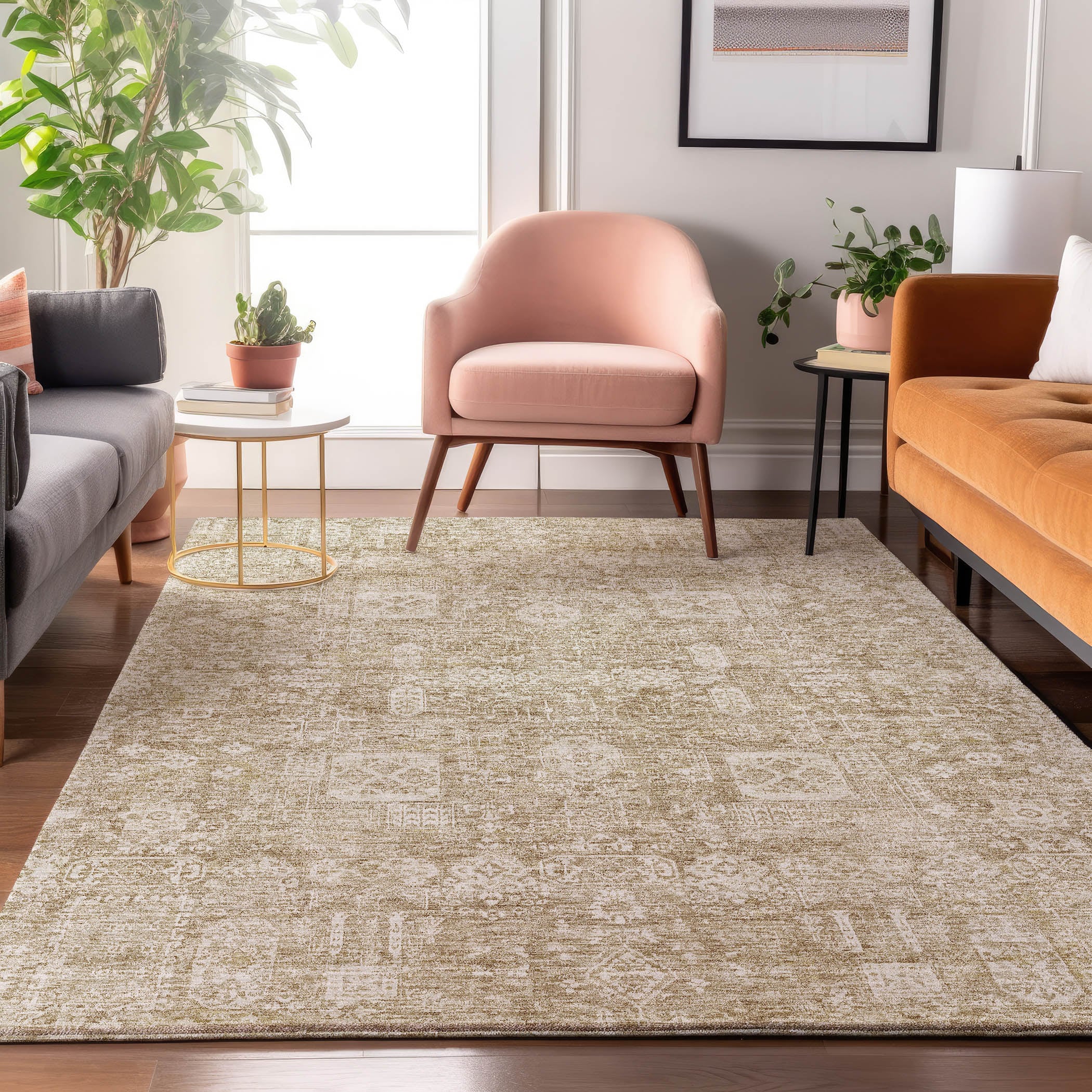 Addison Rugs AMF637BG30X46 Mayfield AMF637BG 2 x 3 (ft) Loomed Polyester Beige Rectangular Indoor Geometric Machine washable Area rug