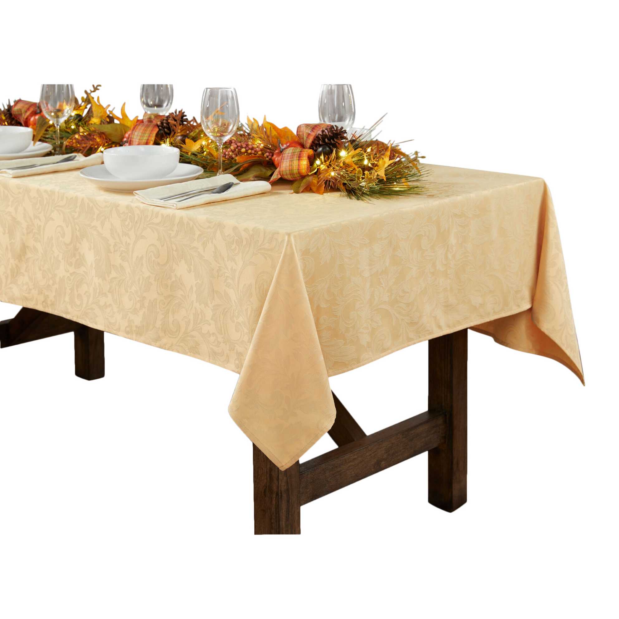 BrylaneHome 196438724004 Damask 60x 104-in Tablecloth