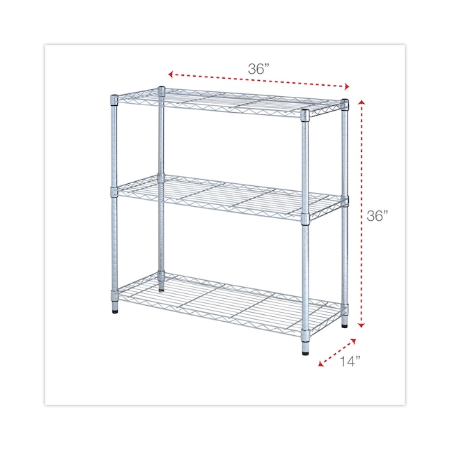 Alera Steel 3-Tier Utility Shelving Unit (36-in W x 14-in D x 36-in H),  Silver in the Freestanding Shelving Units department at