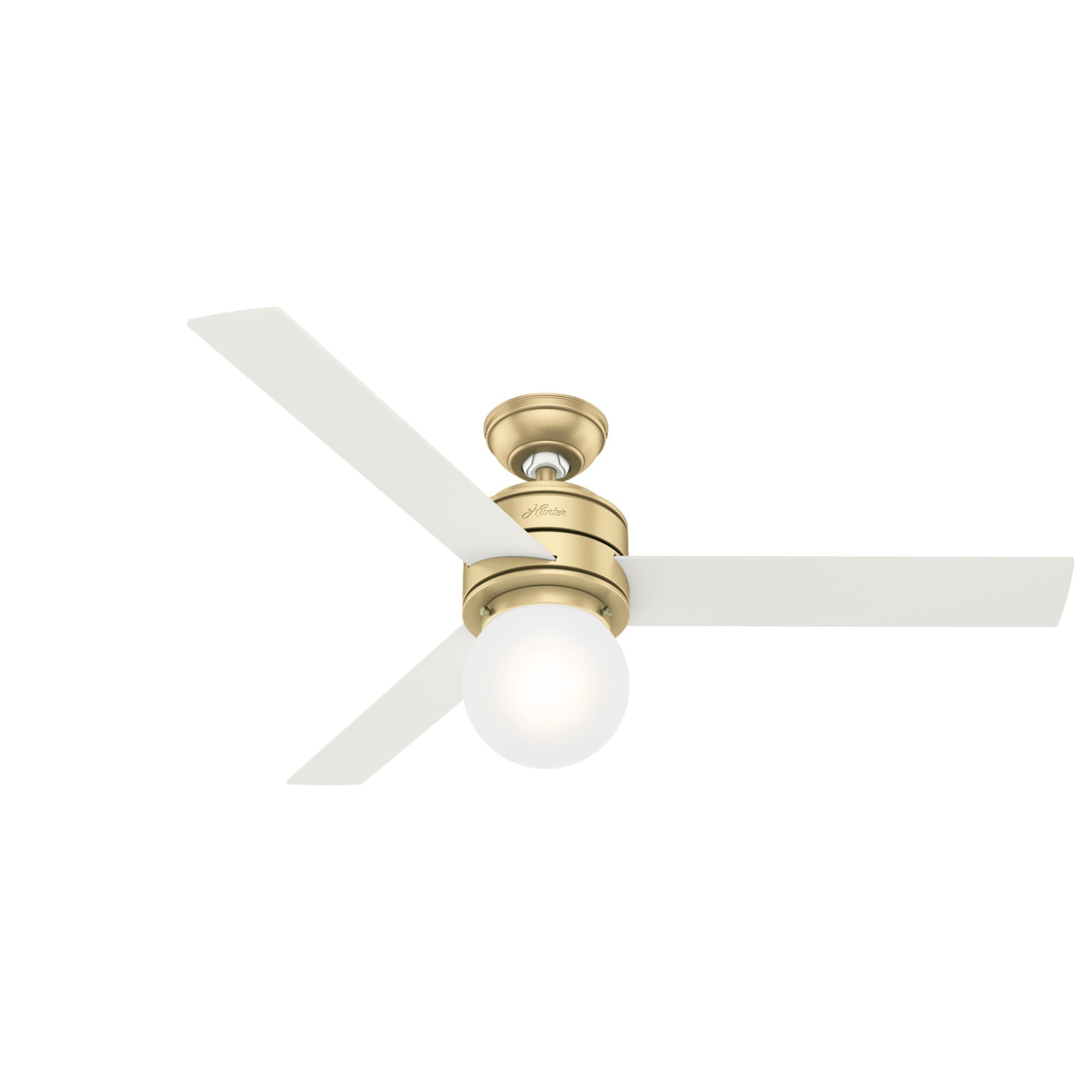 Allison 52-in Modern Brass LED Indoor Downrod or Flush Mount Ceiling Fan with Light Remote (3-Blade) | - Hunter 50047