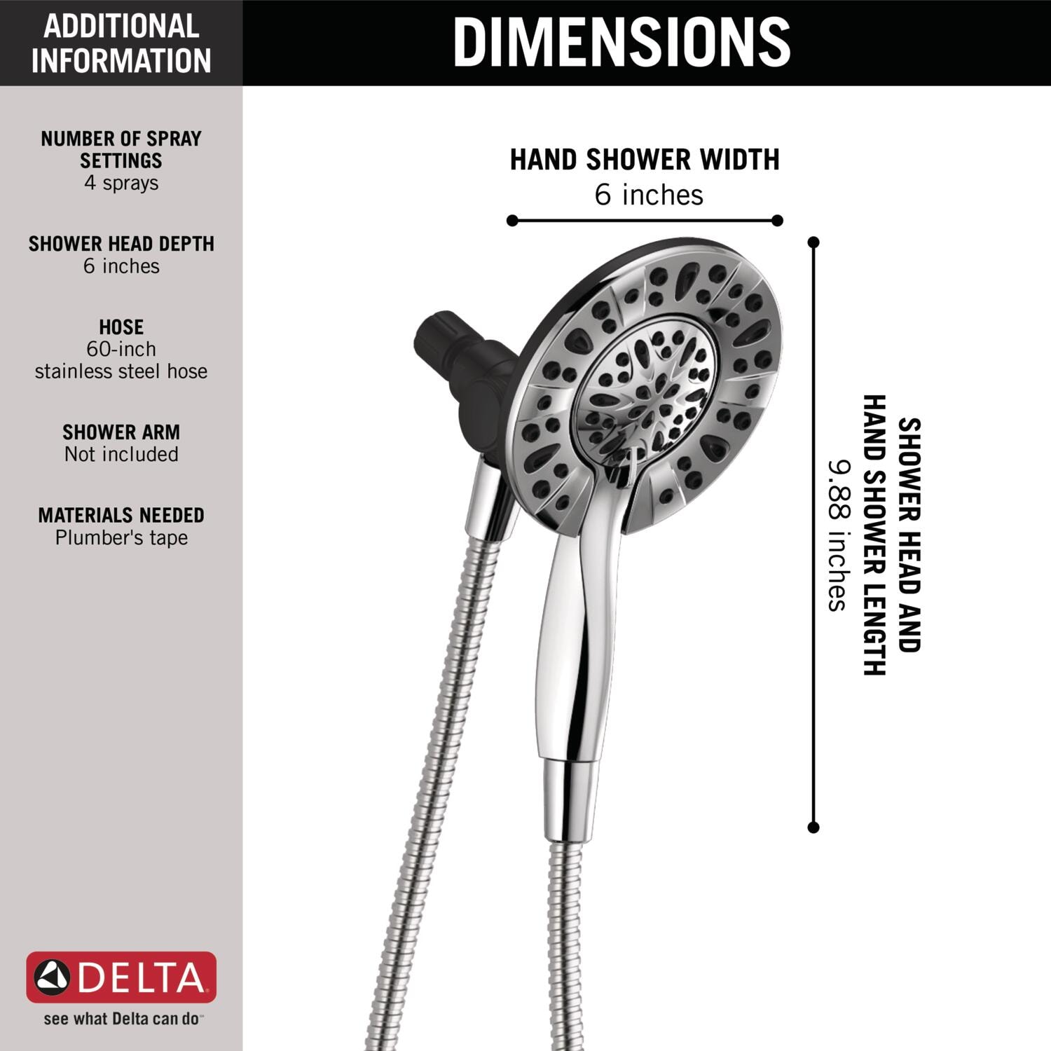 Delta In2ition Chrome Round Dual/Combo Shower Head 2.5-GPM