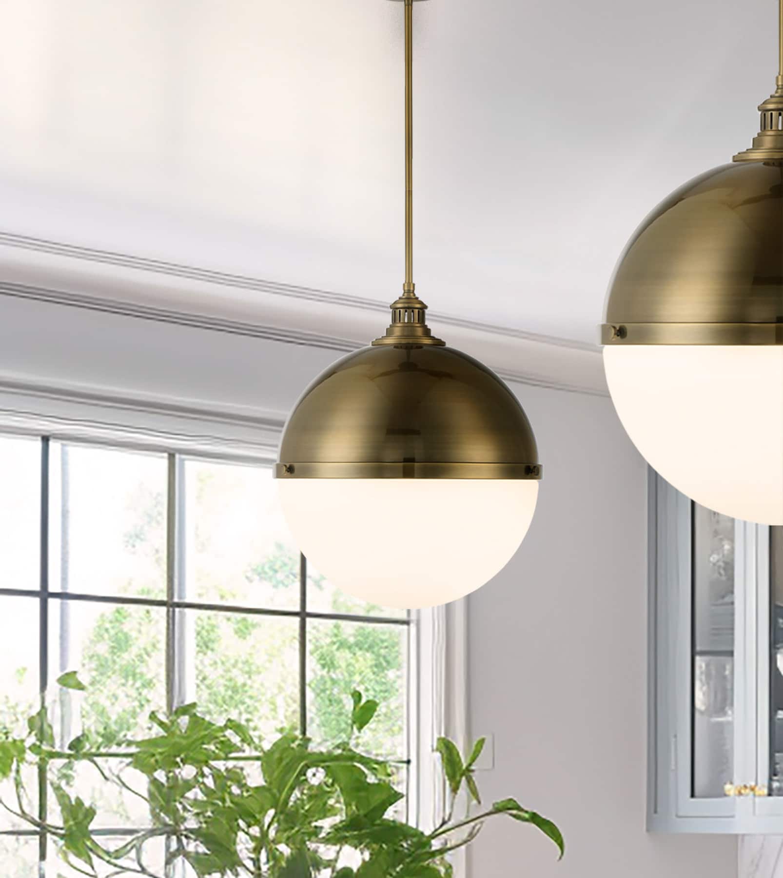 Minka Lavery 6606-923 Vorey Oxidized Aged Brass Transitional Etched glass Globe Medium Indoor/Outdoor Hanging Pendant light