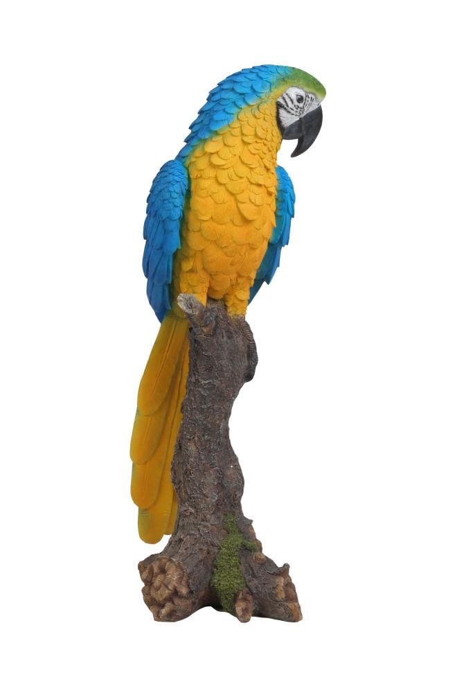 Blue and Yellow Parrot on Branch Polyresin Statue