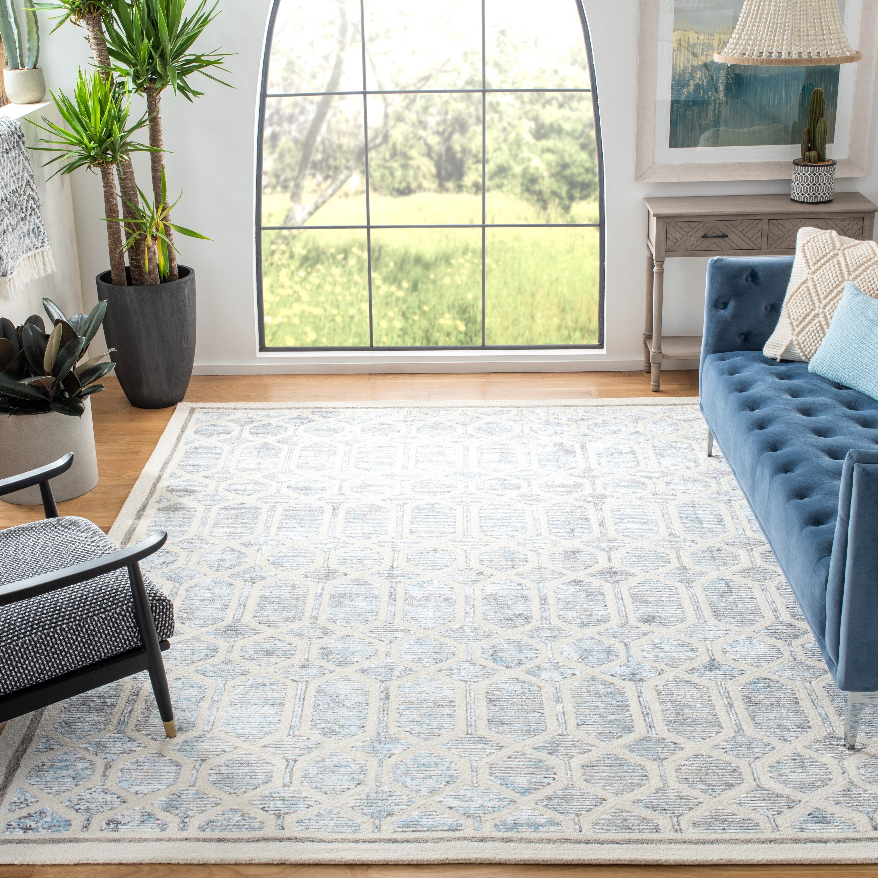 Safavieh ARR665M-8 Artistry 600 Mallaury 8 x 10 (ft) Tufted Synthetic Ivory/Blue Rectangular Indoor Abstract Bohemian/Eclectic Area rug