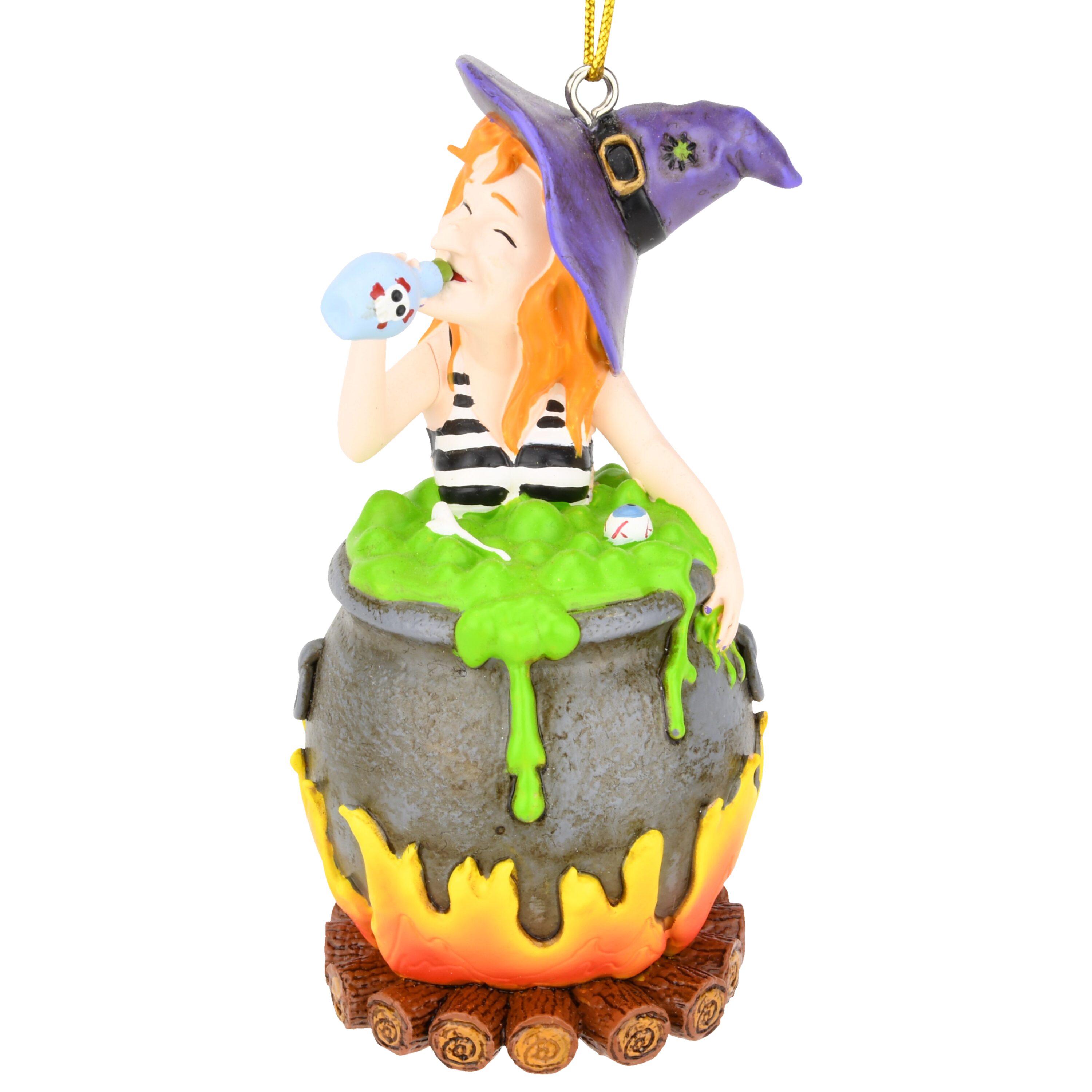 Tree Buddees Witches Hot Tub Halloween Ornament Witch Drinking in Cauldron