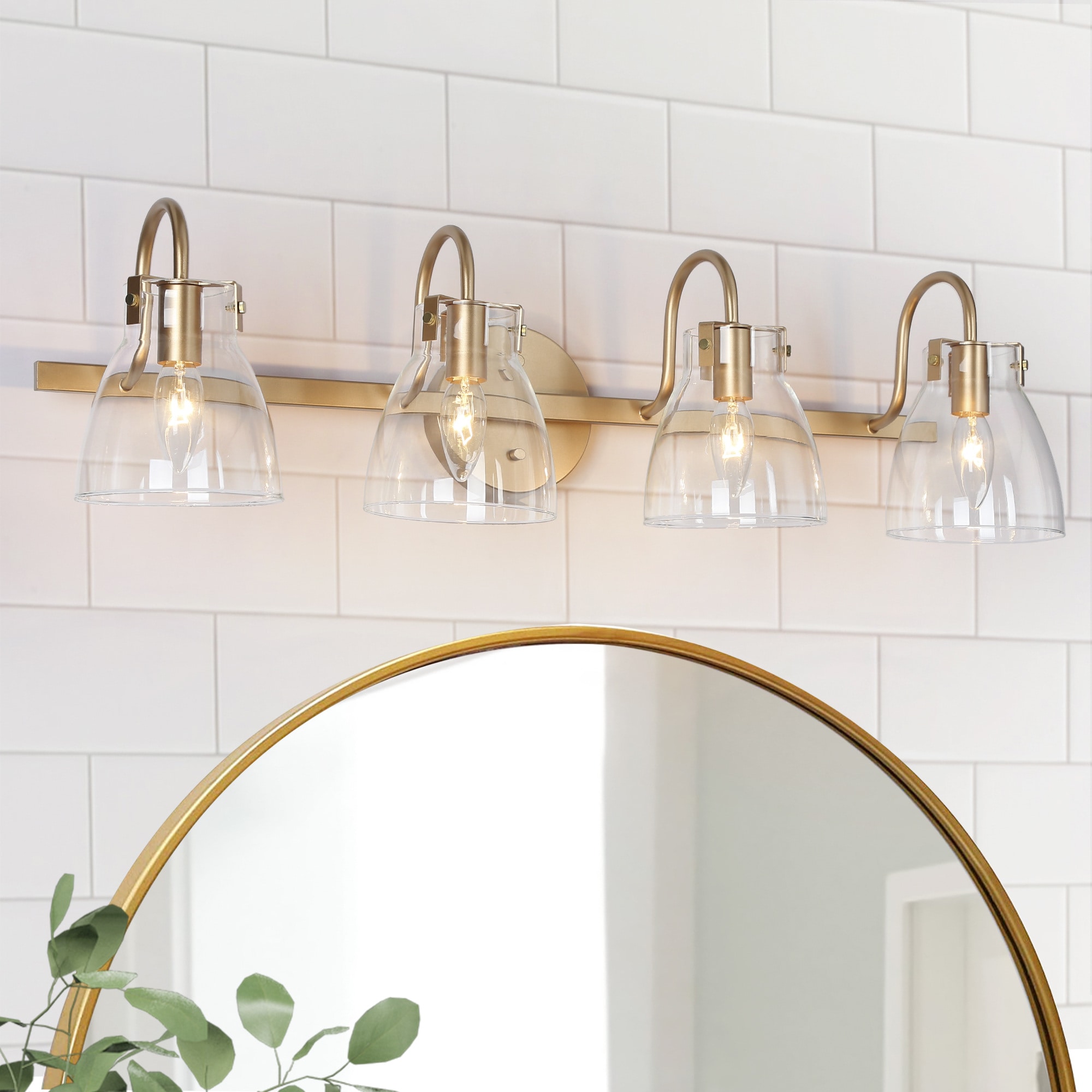 ZEVNI L3IZZFAMW4590SR7 Sylario Traditional 28.5-in 4 -Light Matte Gold Traditional Vanity light bar