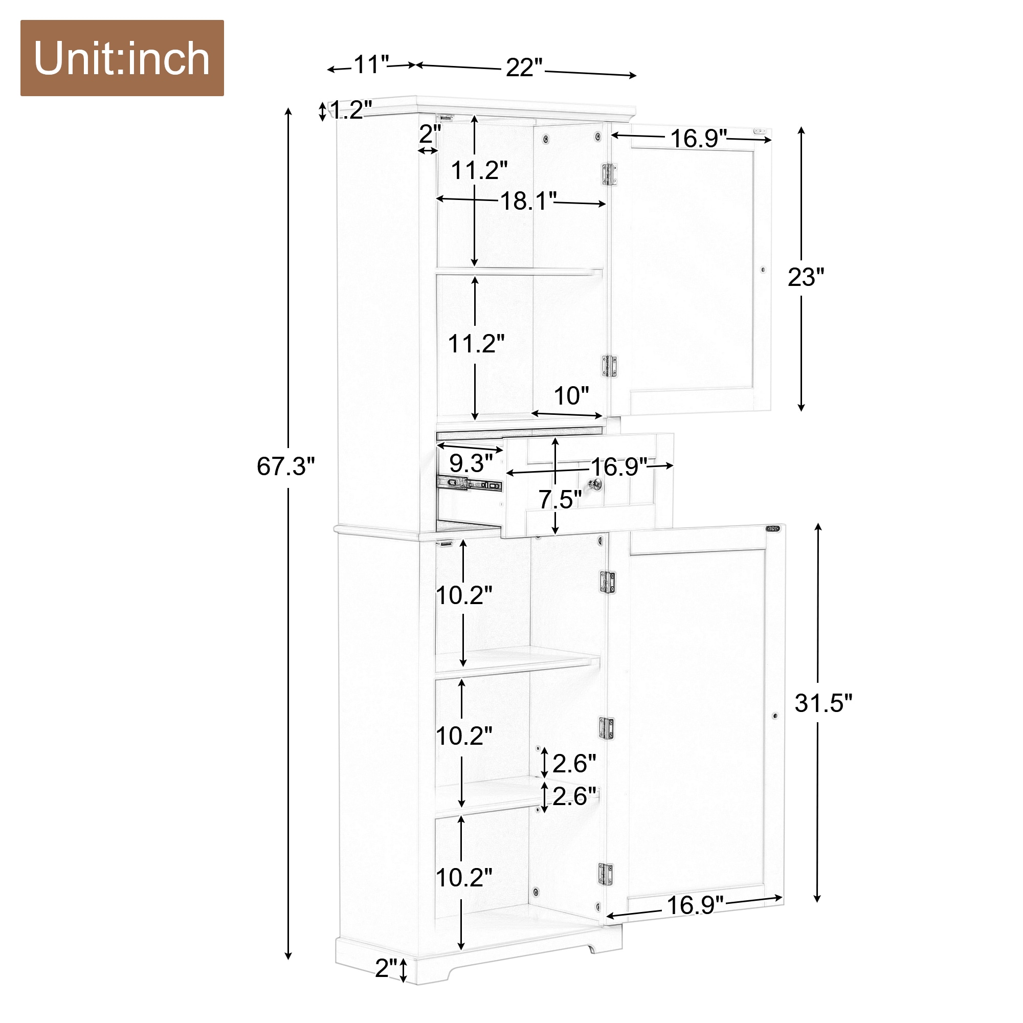 ModernLuxe L3P-N725P206890B Bathroom-Wall-Cabinets - View #2